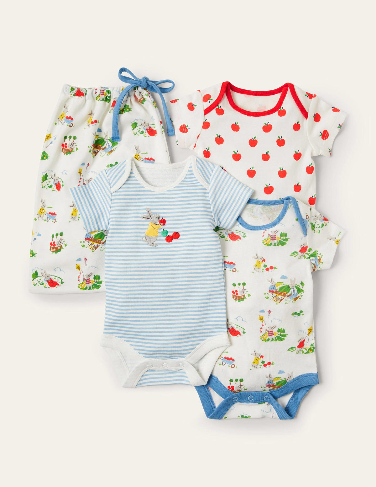 GOTS Organic 3 Pack Bodysuits-Ivory Daydreaming Bunny-1