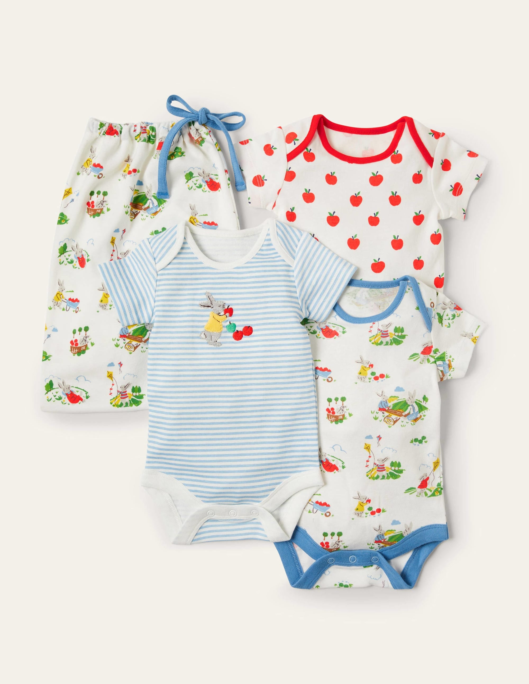 GOTS Organic 3 Pack Bodysuits-Ivory Daydreaming Bunny - Image 1