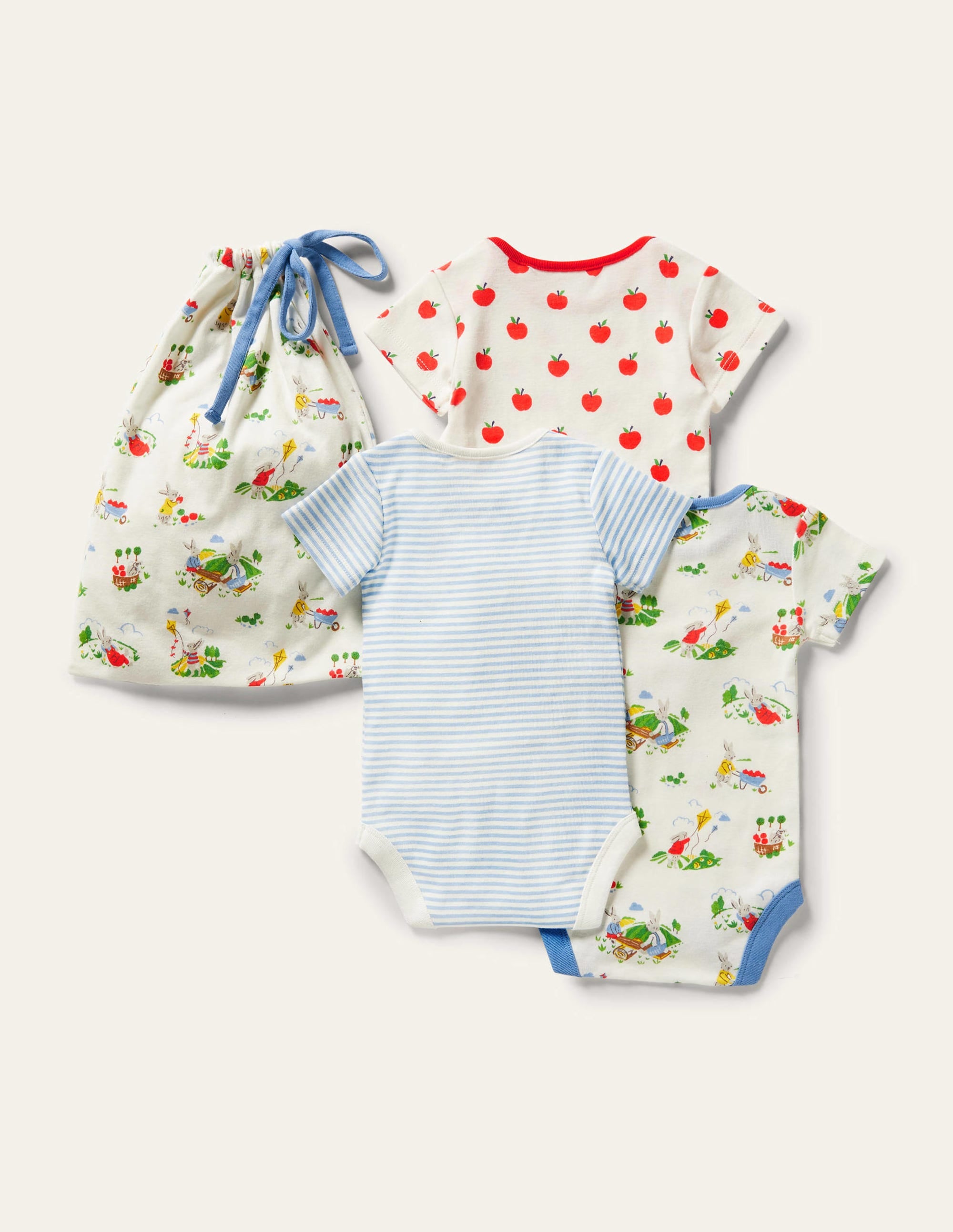 GOTS Organic 3 Pack Bodysuits-Ivory Daydreaming Bunny - Image 2