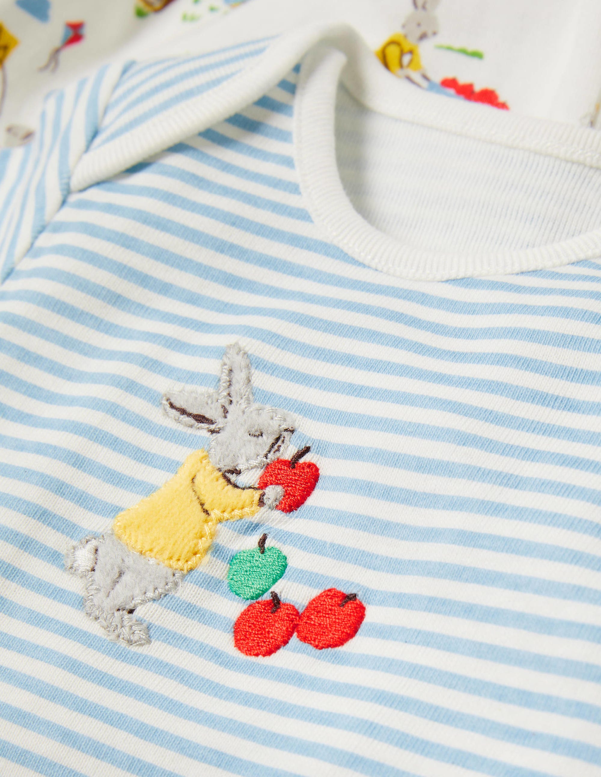 GOTS Organic 3 Pack Bodysuits-Ivory Daydreaming Bunny - Image 3