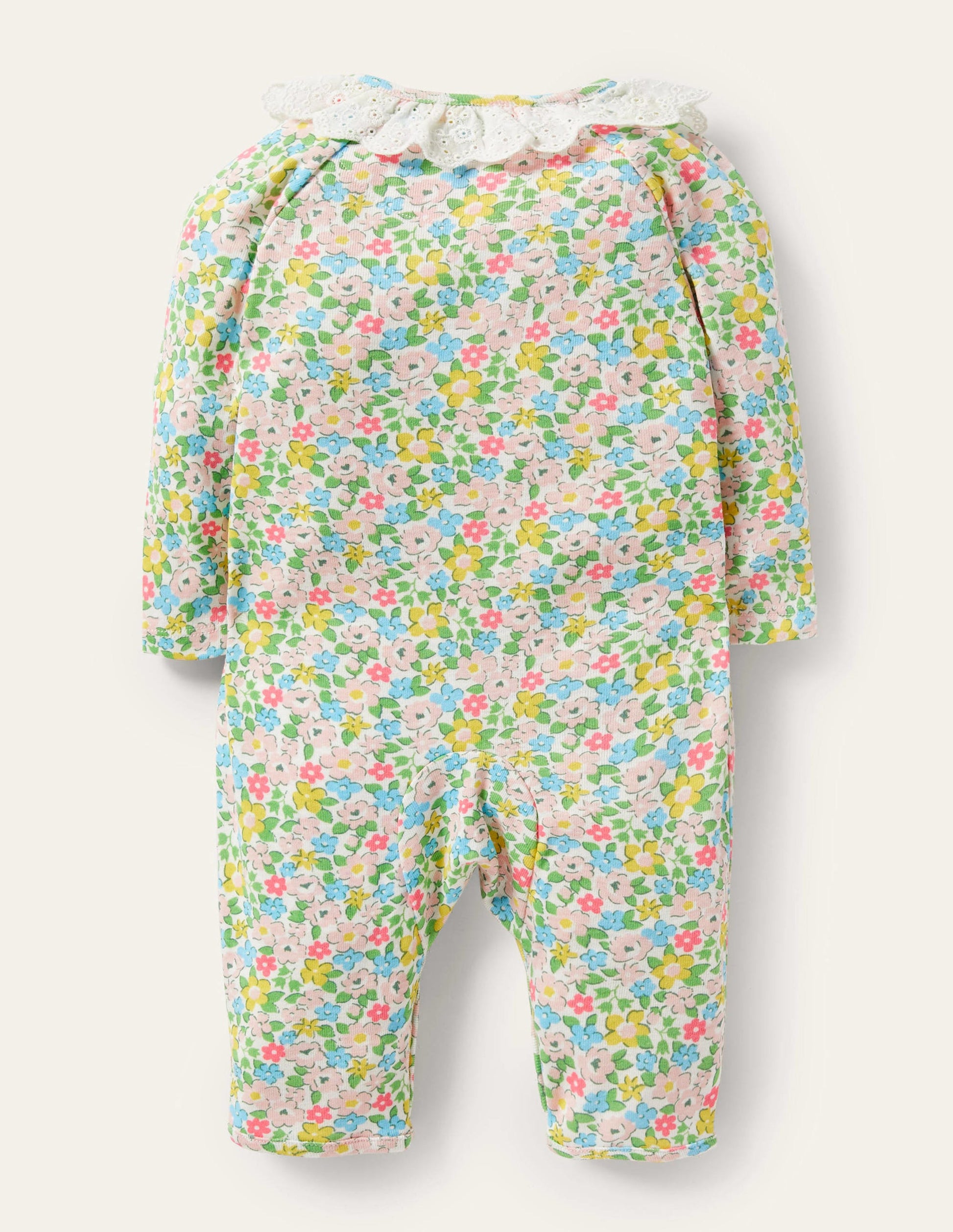GOTS Organic Ruffle Romper-Aqua Spring Floral-2