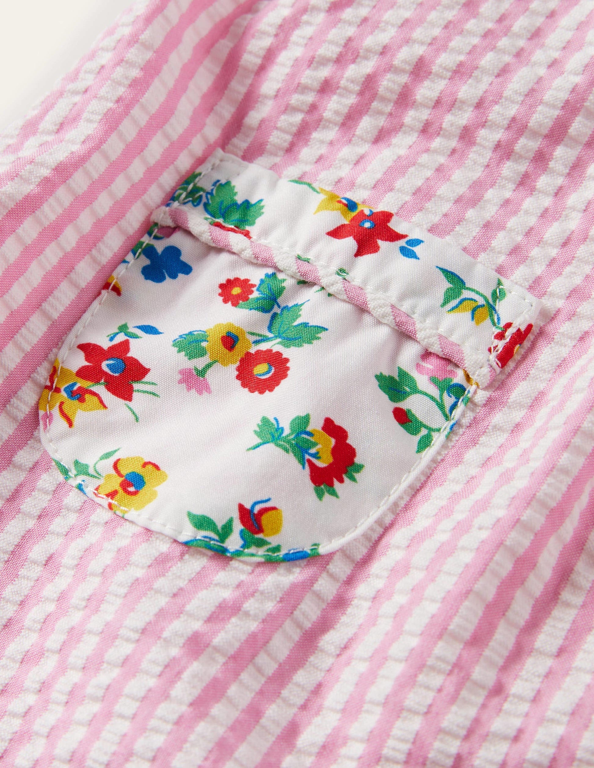 Ticking Woven Pinnie-Ivory/Petal Pink Ticking-3