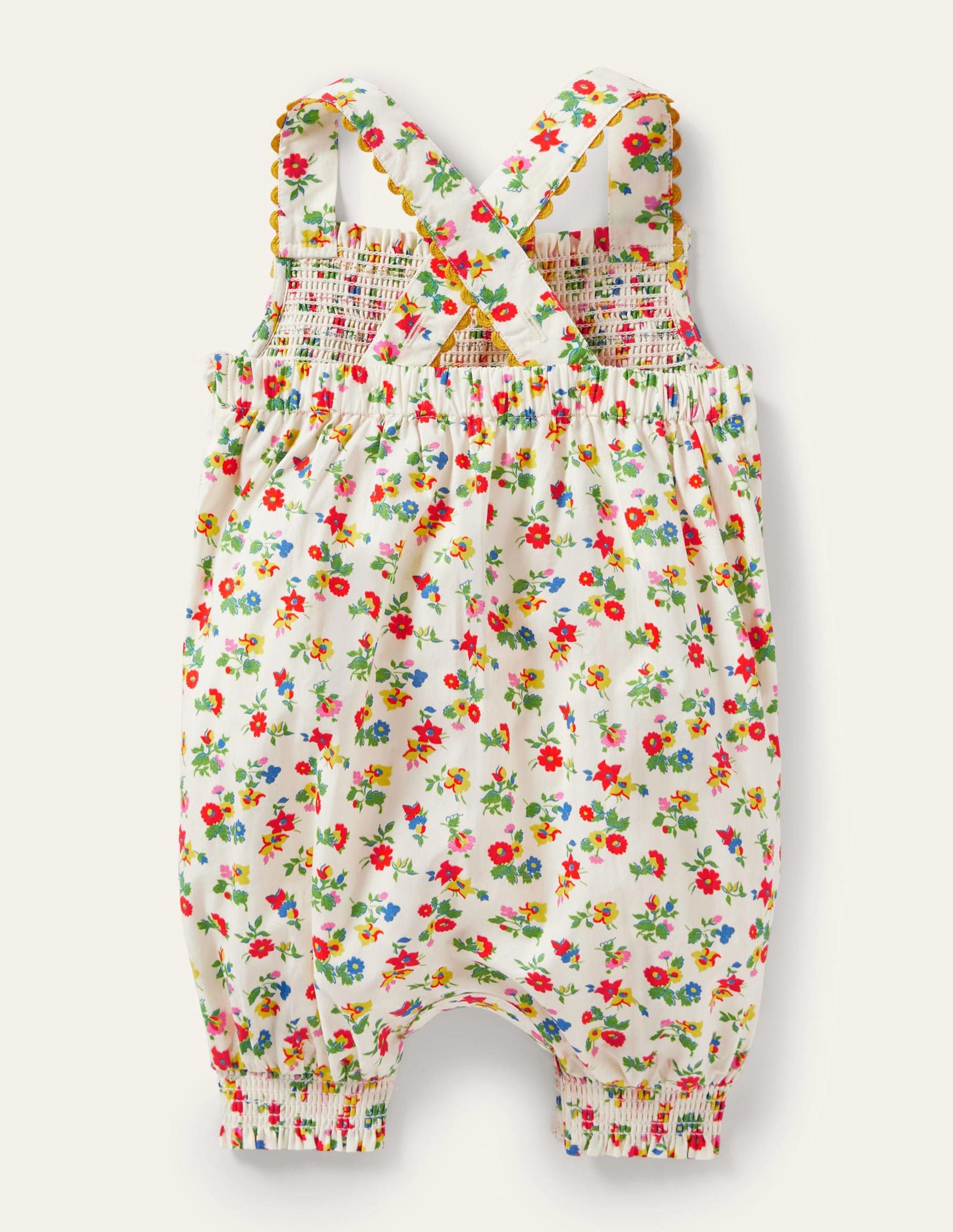 Smocked Woven Romper-Ivory Floral-2