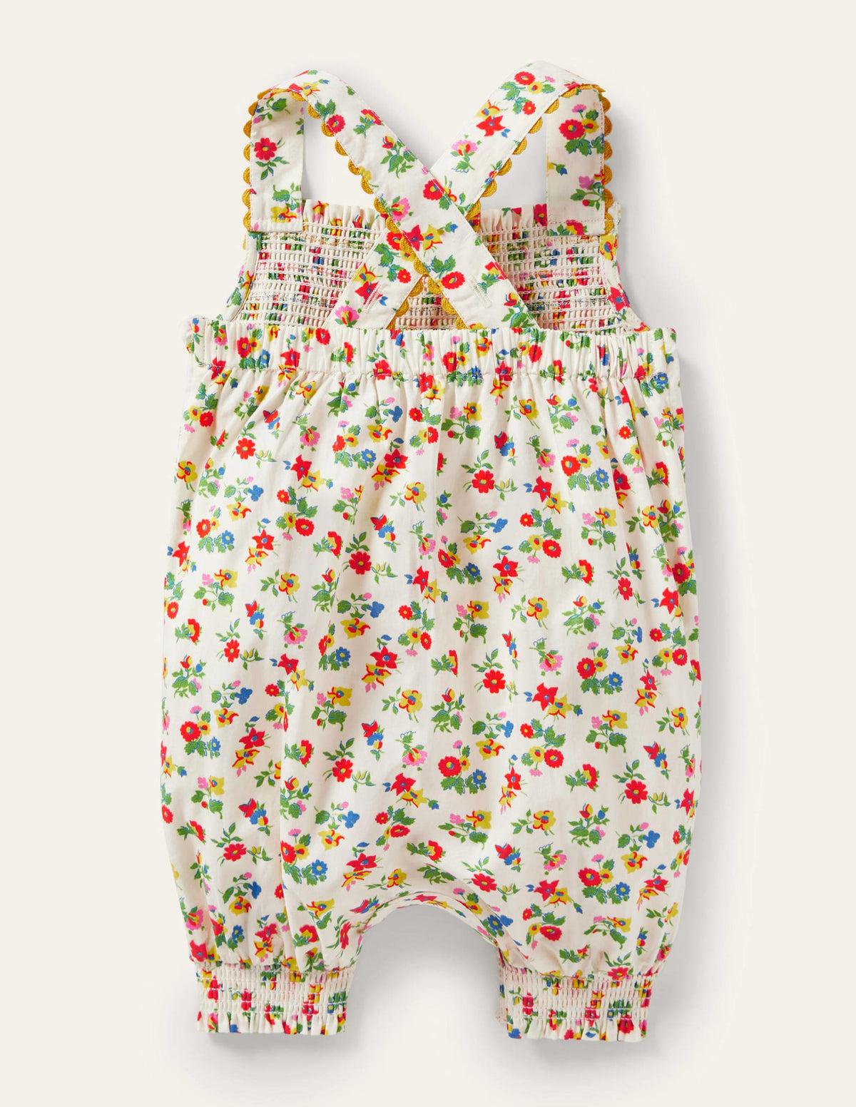 Smocked Woven Romper-Ivory Floral - Image 2