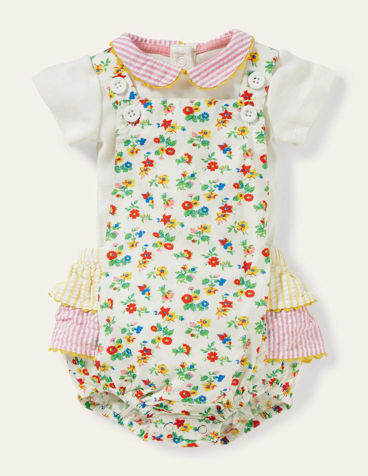 Printed Romper and body set-Ivory Patchwork Floral - Image 1