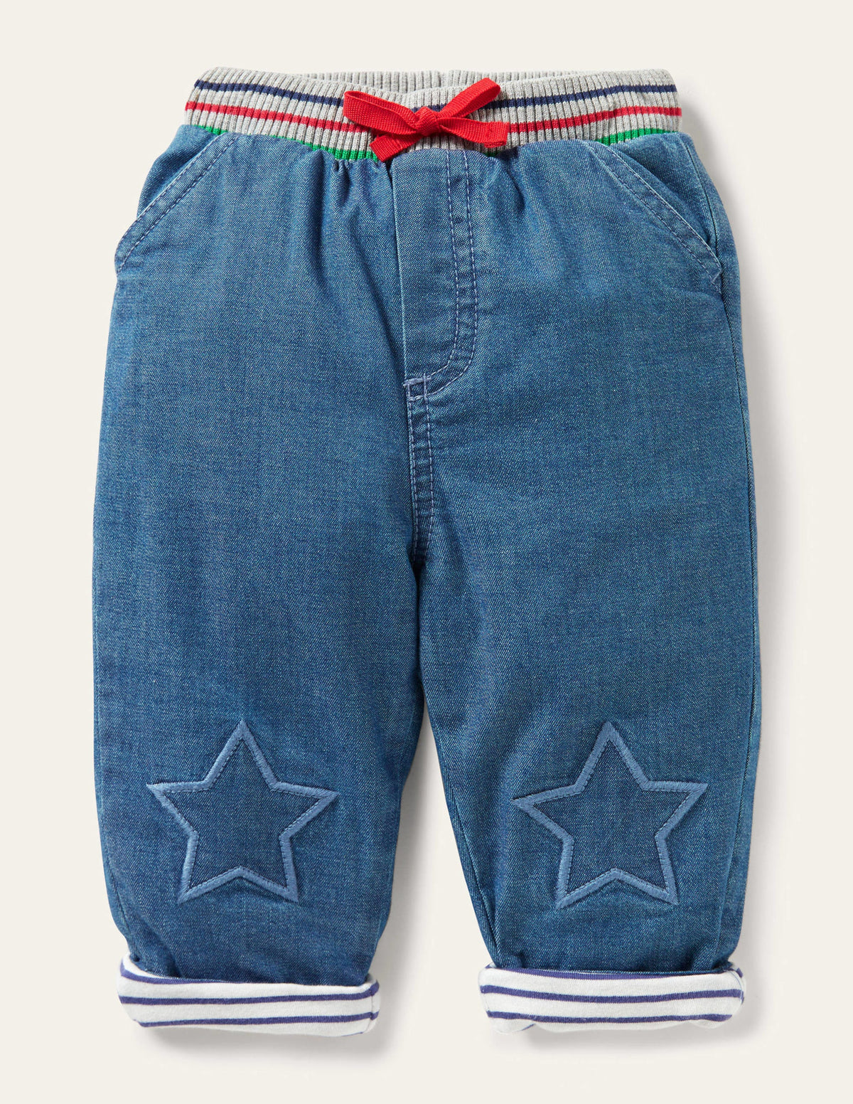 Rib Waist Pants-Mid Chambray - Image 1