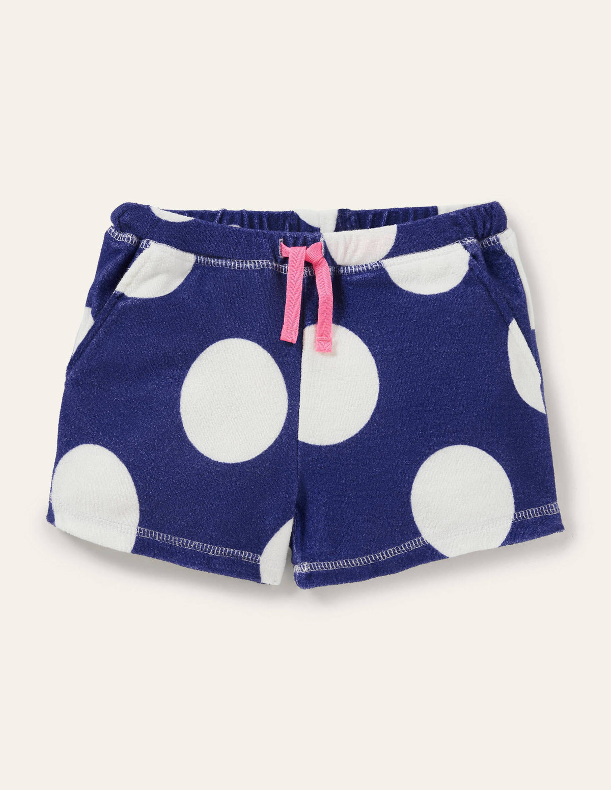 Towelling Shorts-Blue Wave Jumbo Spot - Image 1