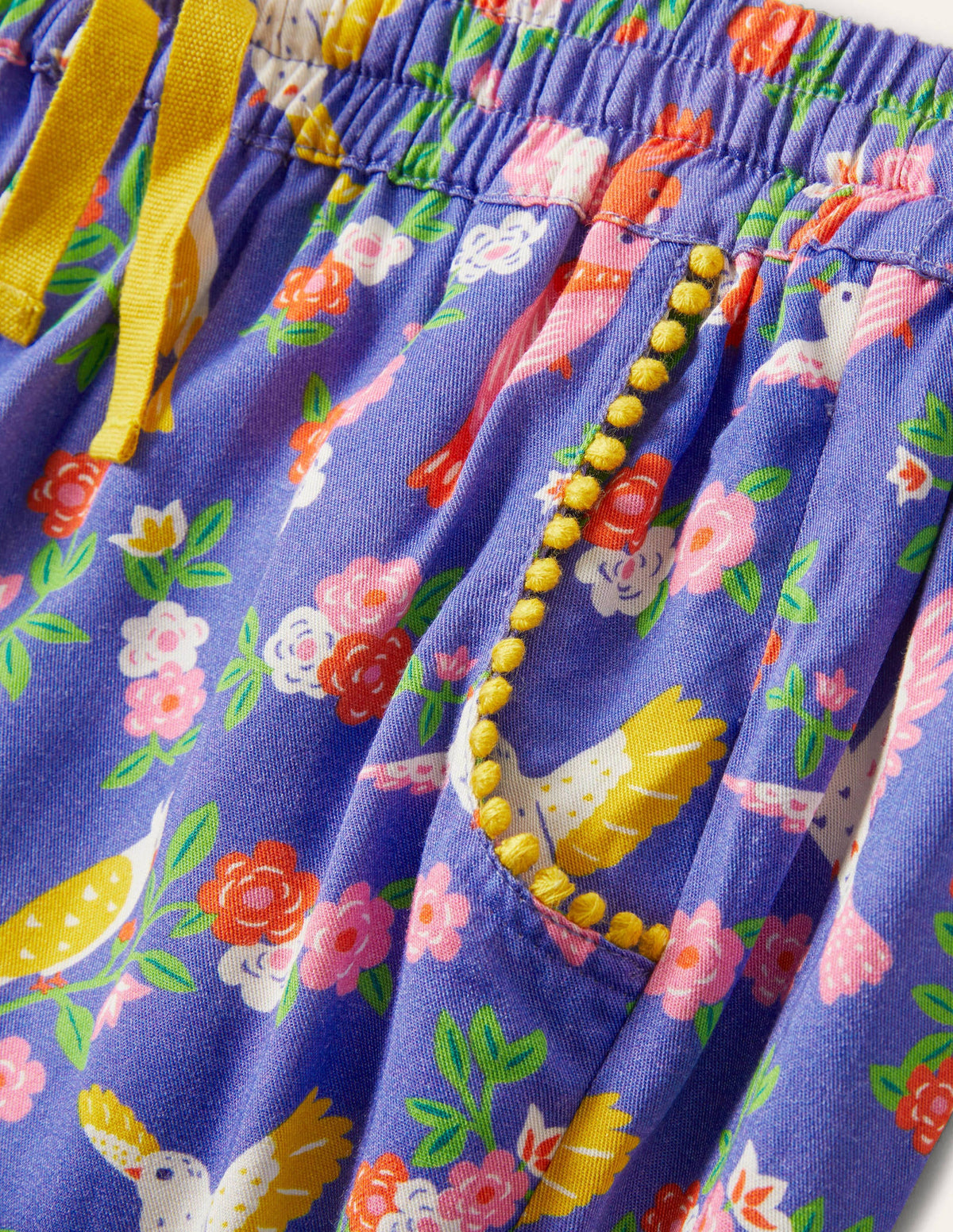 Relaxed Woven Printed Pants-Bluebell Tropical Garden-3