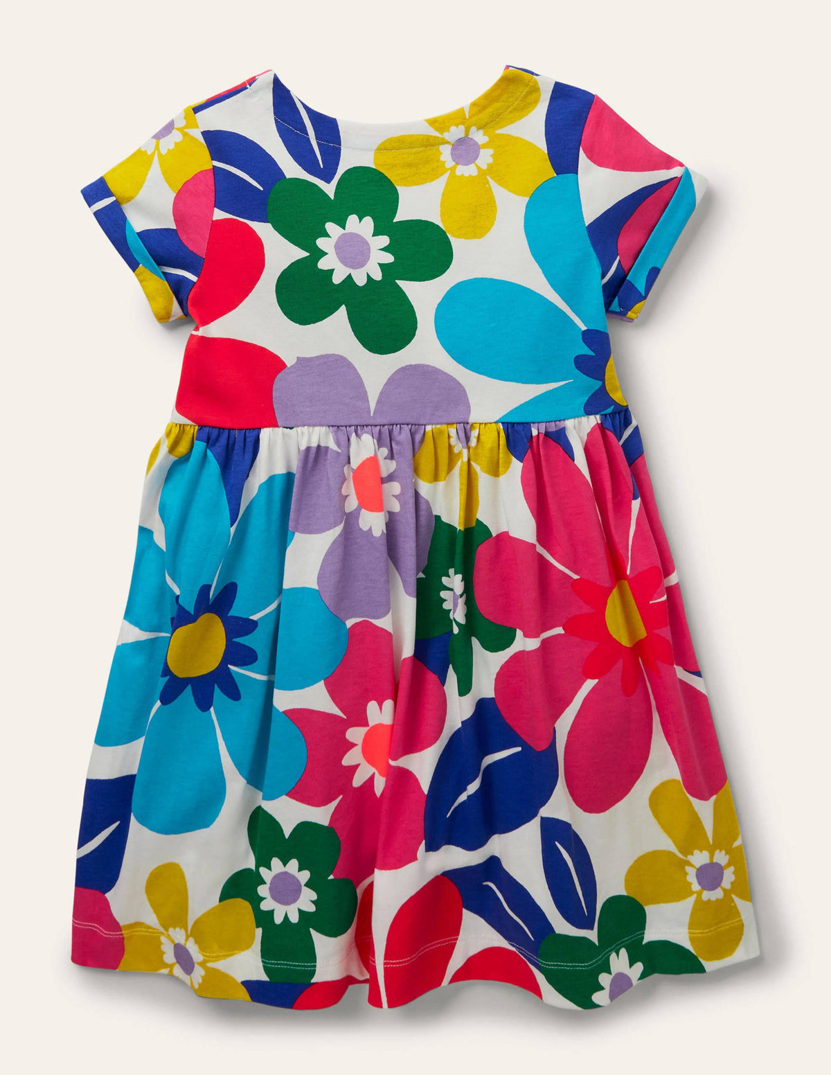 Short Sleeve Fun Jersey Dress-Multi Large Surf Floral - Image 2