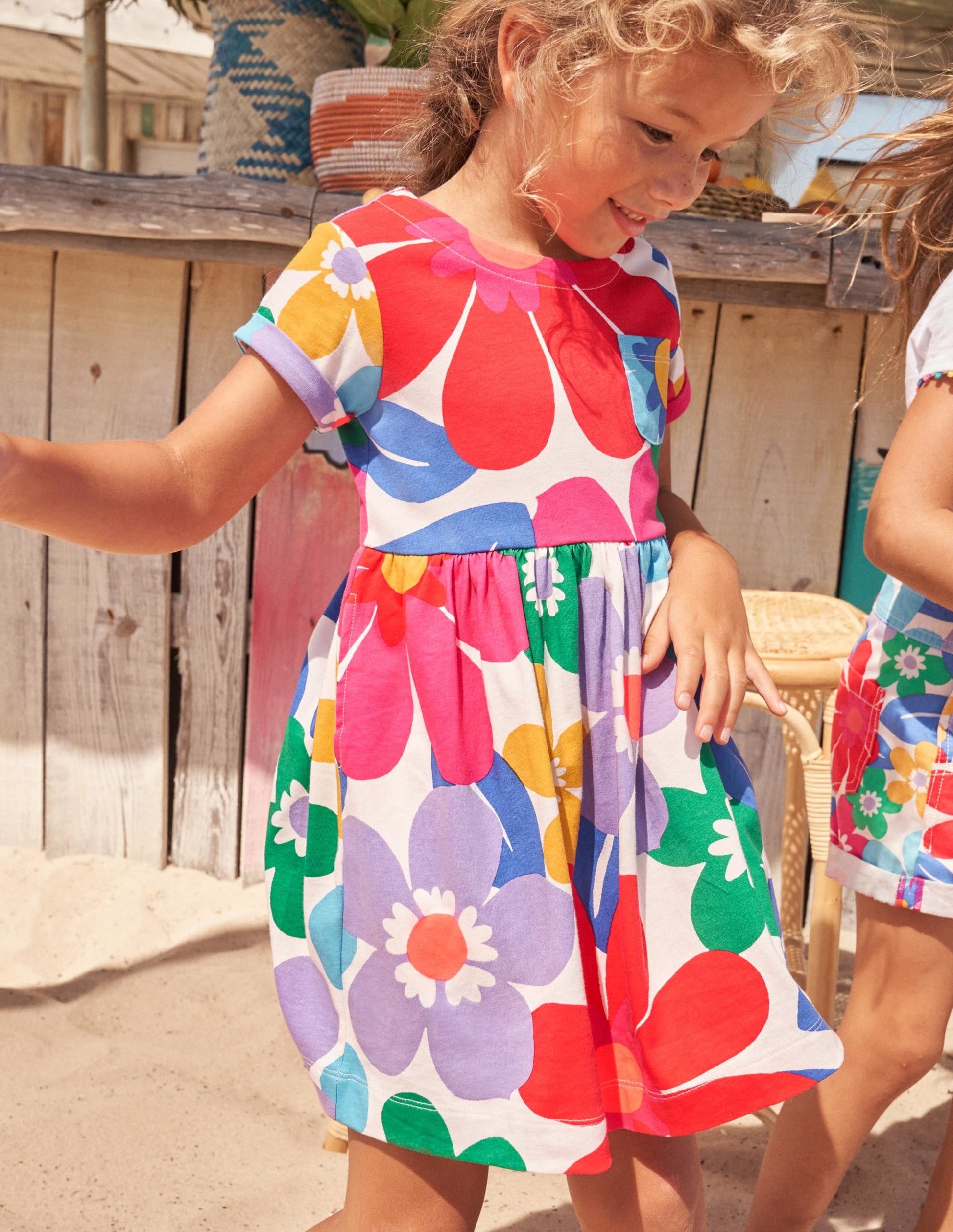 Short Sleeve Fun Jersey Dress-Multi Large Surf Floral-4
