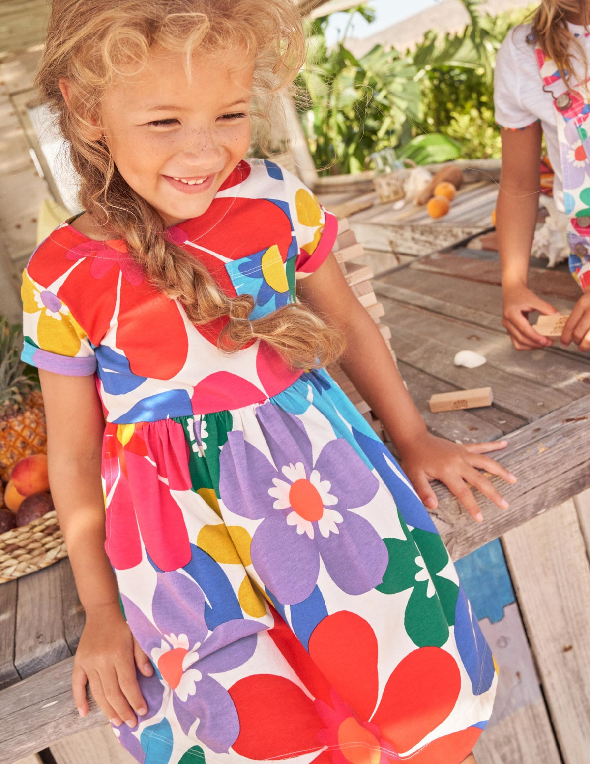 Short Sleeve Fun Jersey Dress-Multi Large Surf Floral-5
