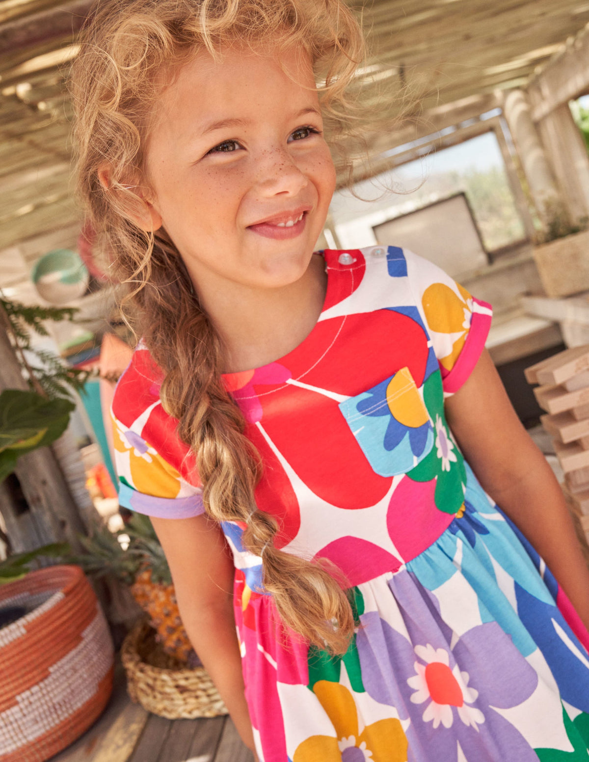 Short Sleeve Fun Jersey Dress-Multi Large Surf Floral-6