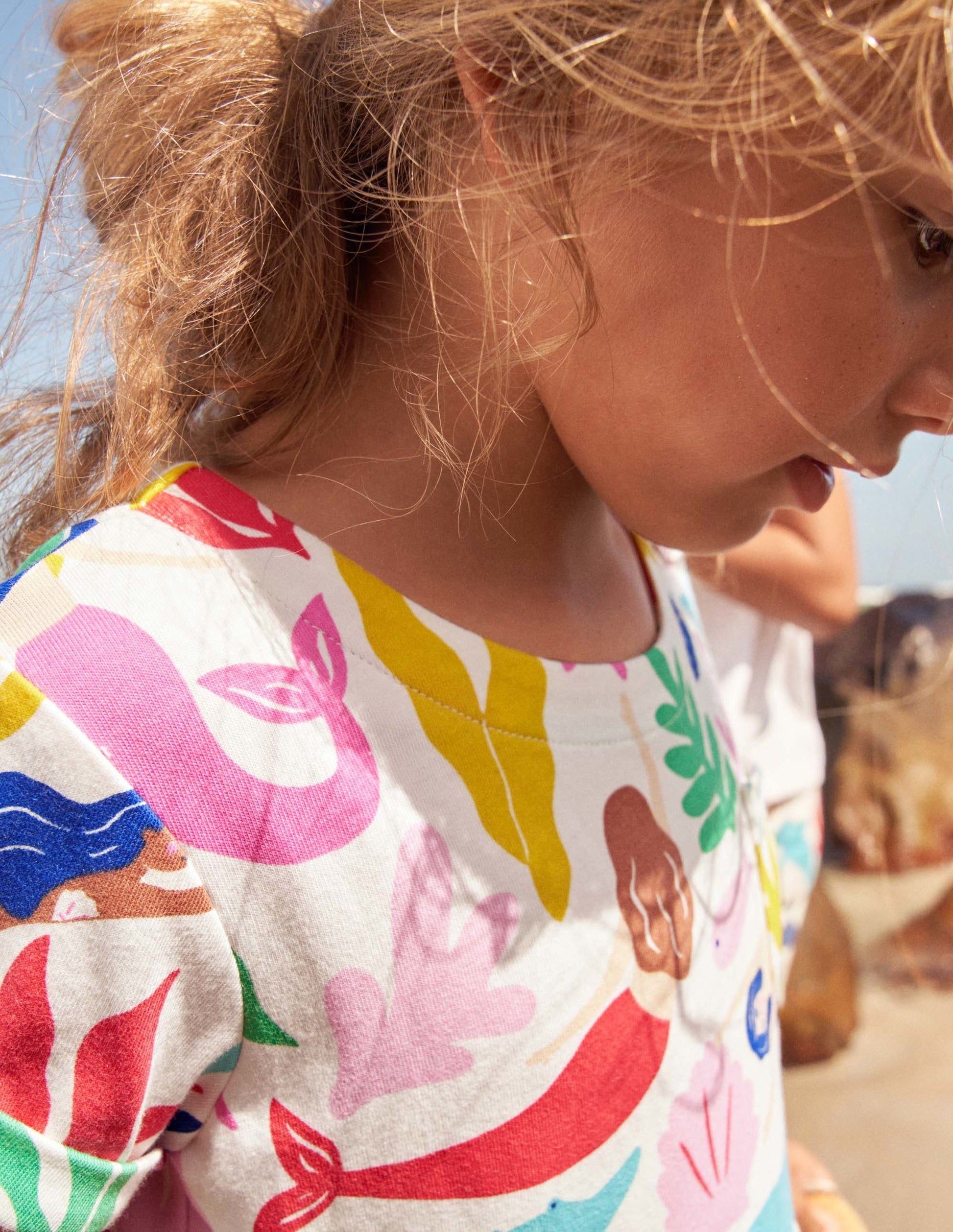 Short Sleeve Fun Jersey Dress-Ivory Mermaids-5