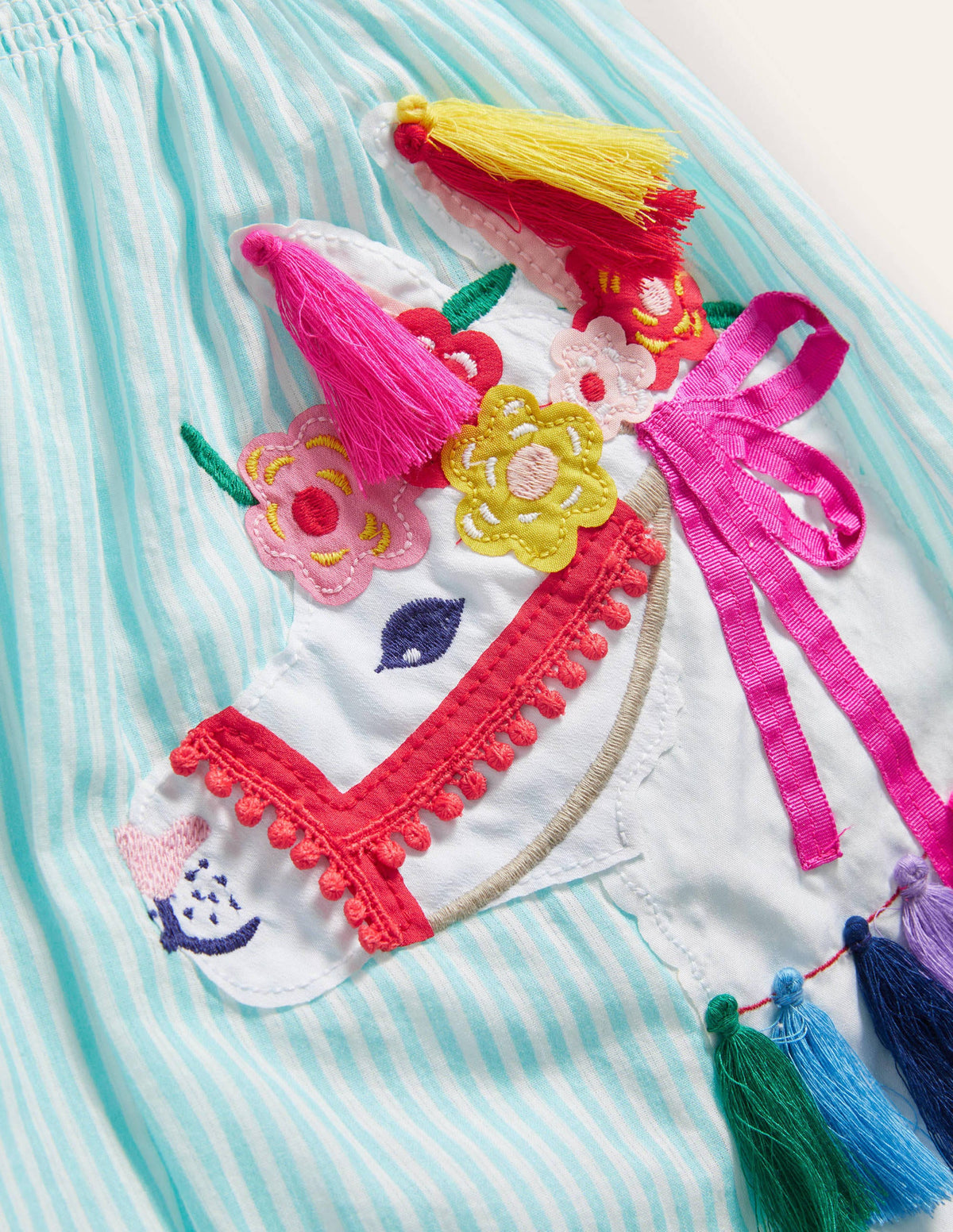 Smocked Sun Dress-Georgian Blue/Ivory Llama - Image 3