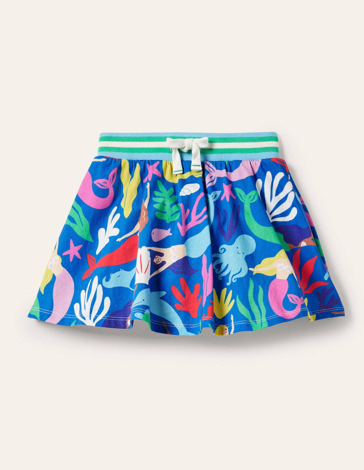 Printed Jersey Skort-Bright Marina Blue Mermaid-1