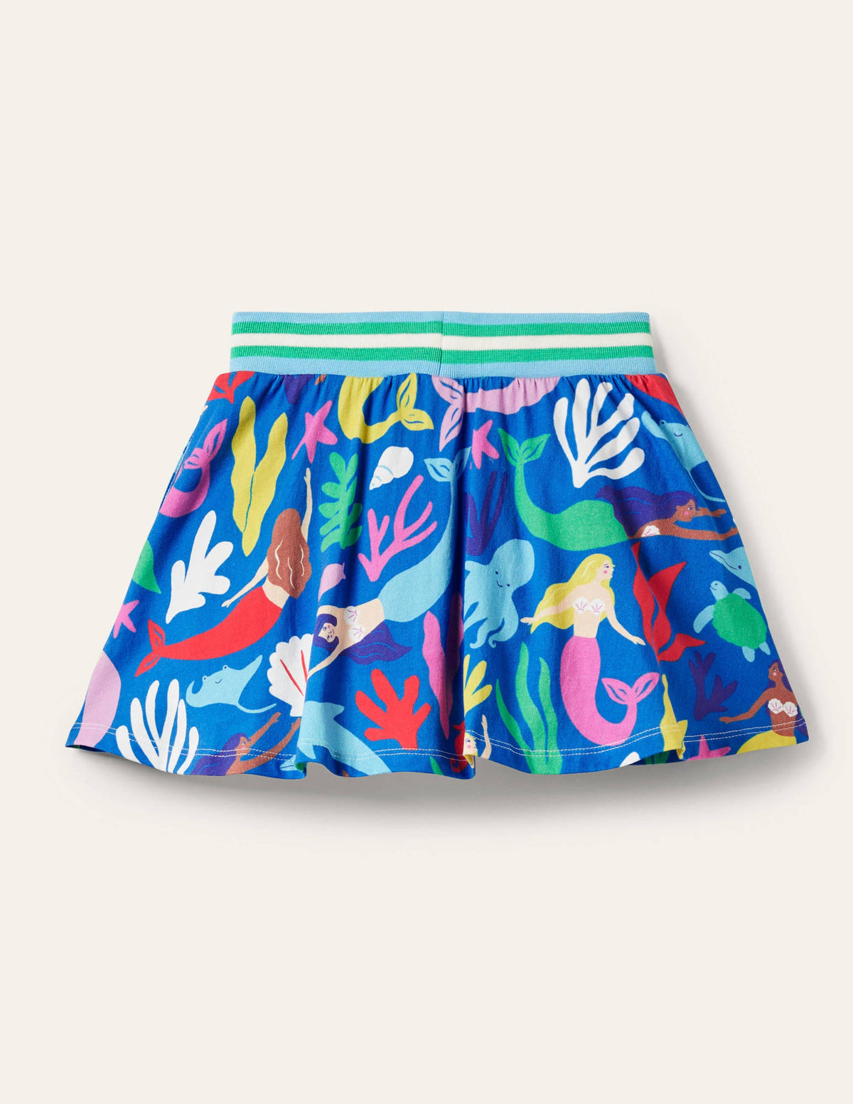 Printed Jersey Skort-Bright Marina Blue Mermaid - Image 2