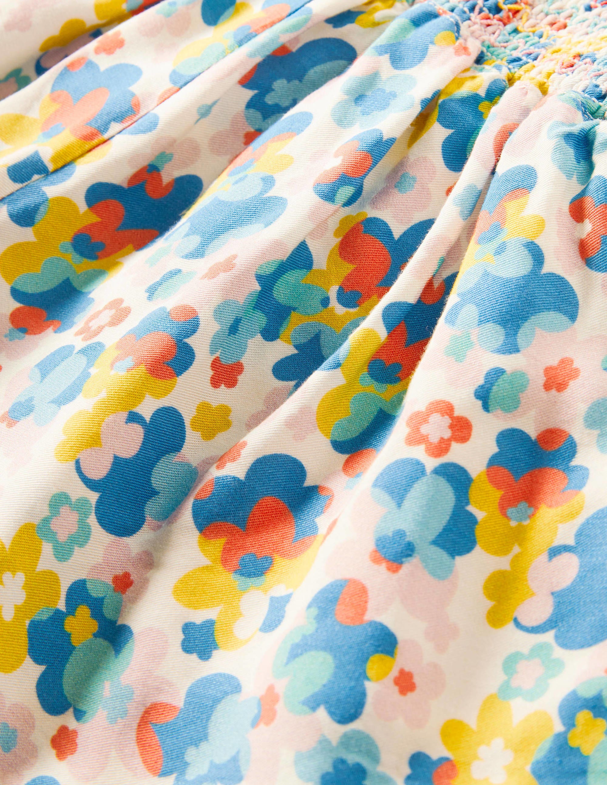 Shirred Waist Culotte Pants-Multi Happy Ditsy Floral - Image 2
