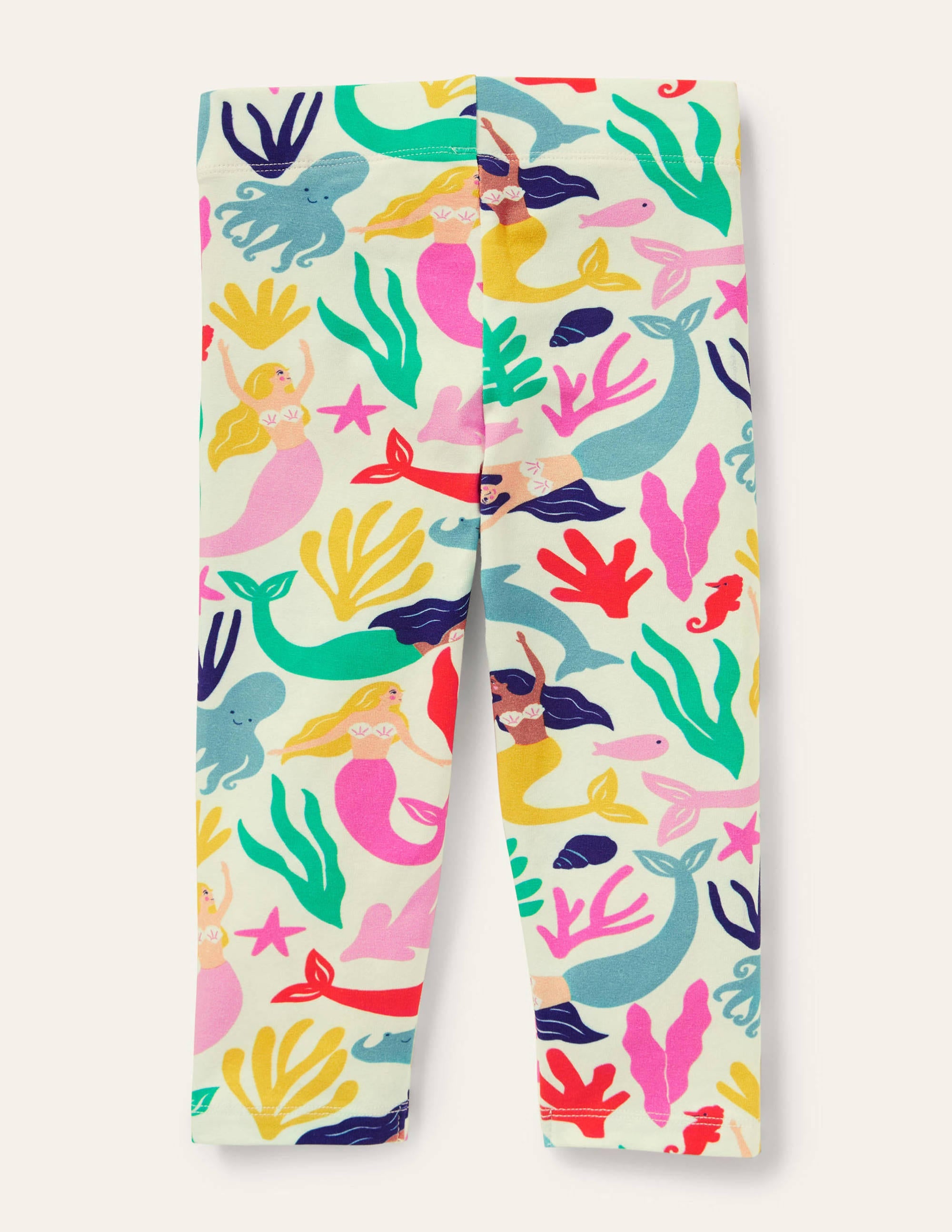 Fun Cropped Leggings-Ivory Mermaid Collage - Image 2