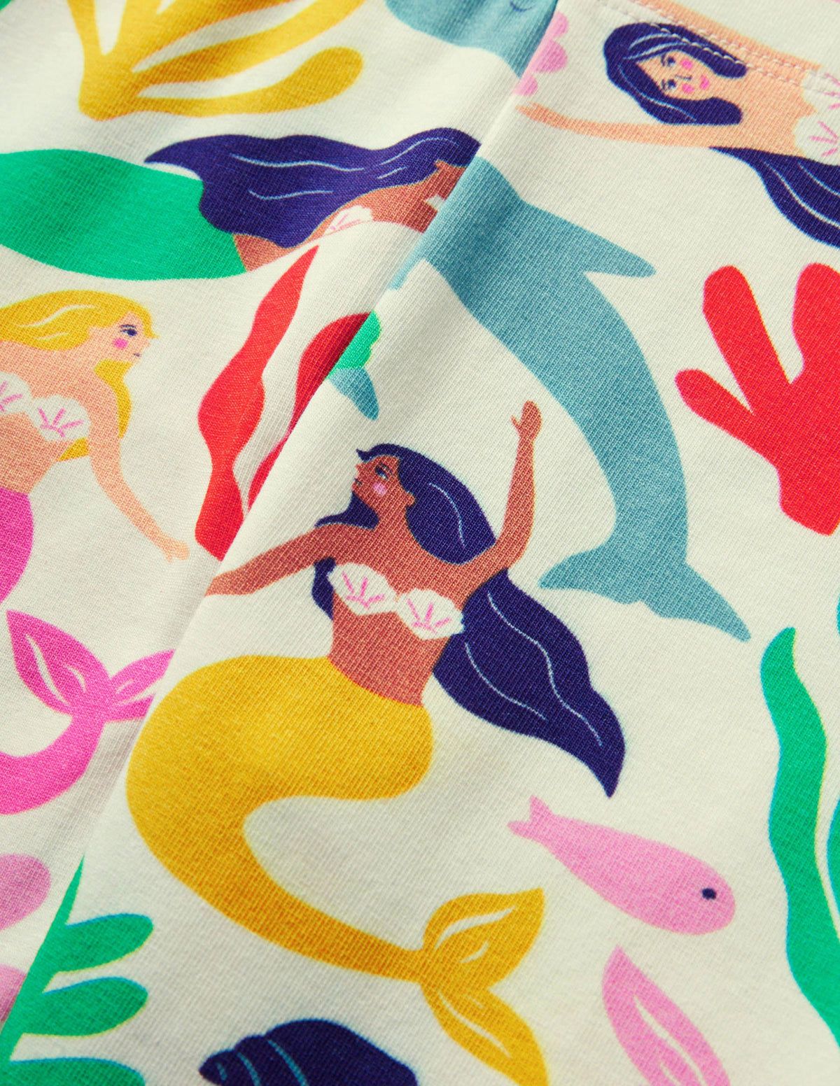 Fun Cropped Leggings-Ivory Mermaid Collage - Image 3