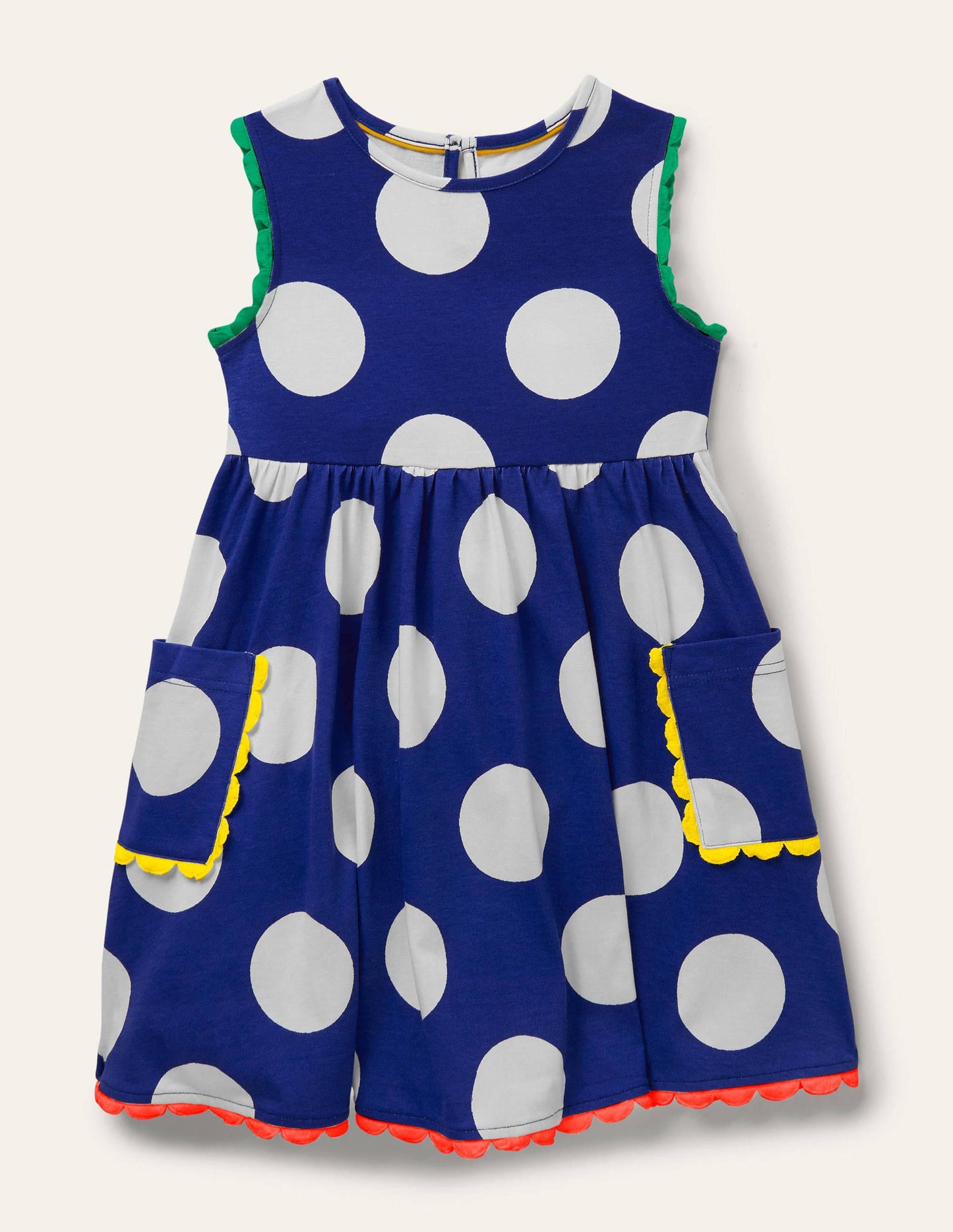 Trim Detail Jersey Dress-Blue Wave Jumbo Spot