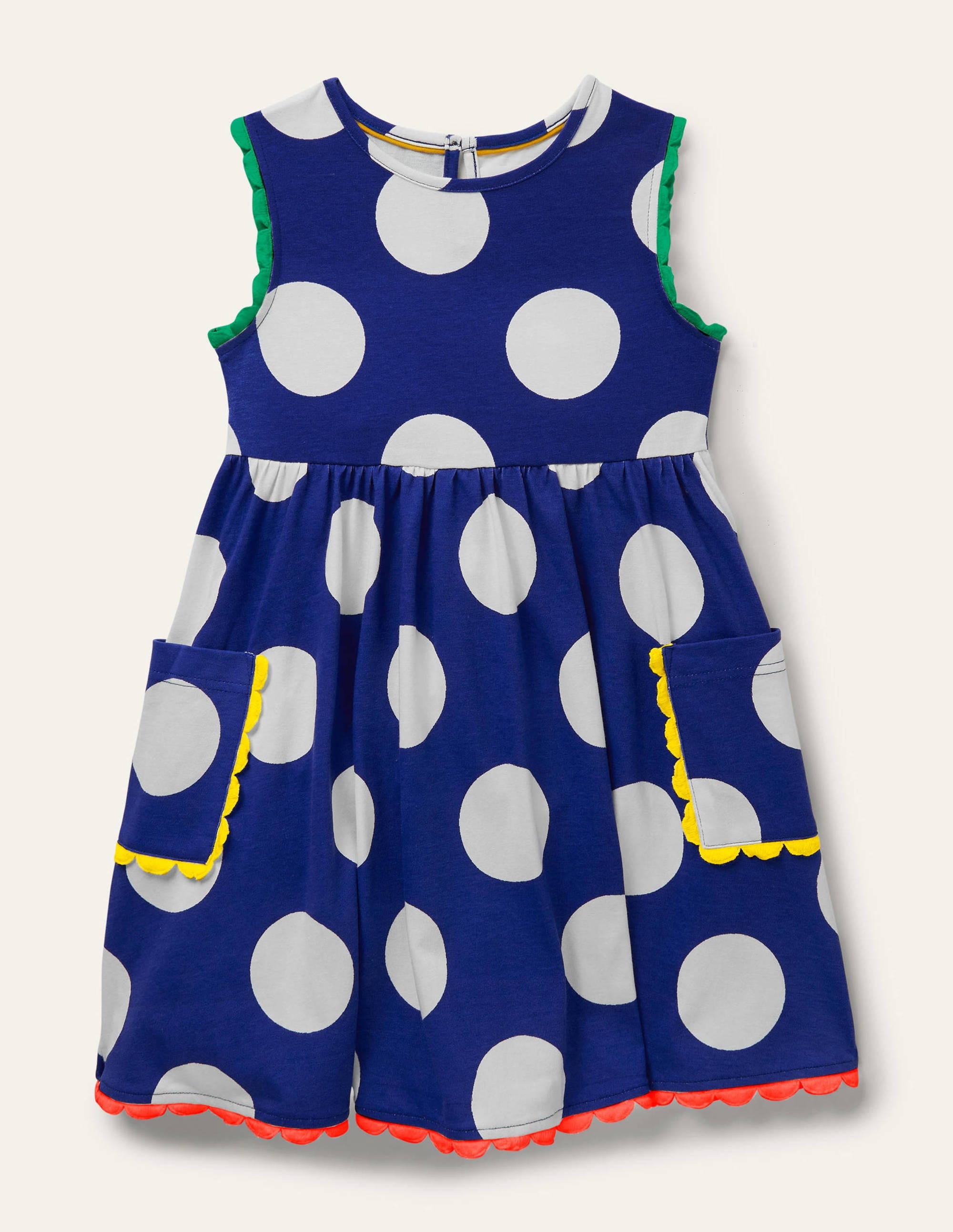 Trim Detail Jersey Dress-Blue Wave Jumbo Spot - Image 1