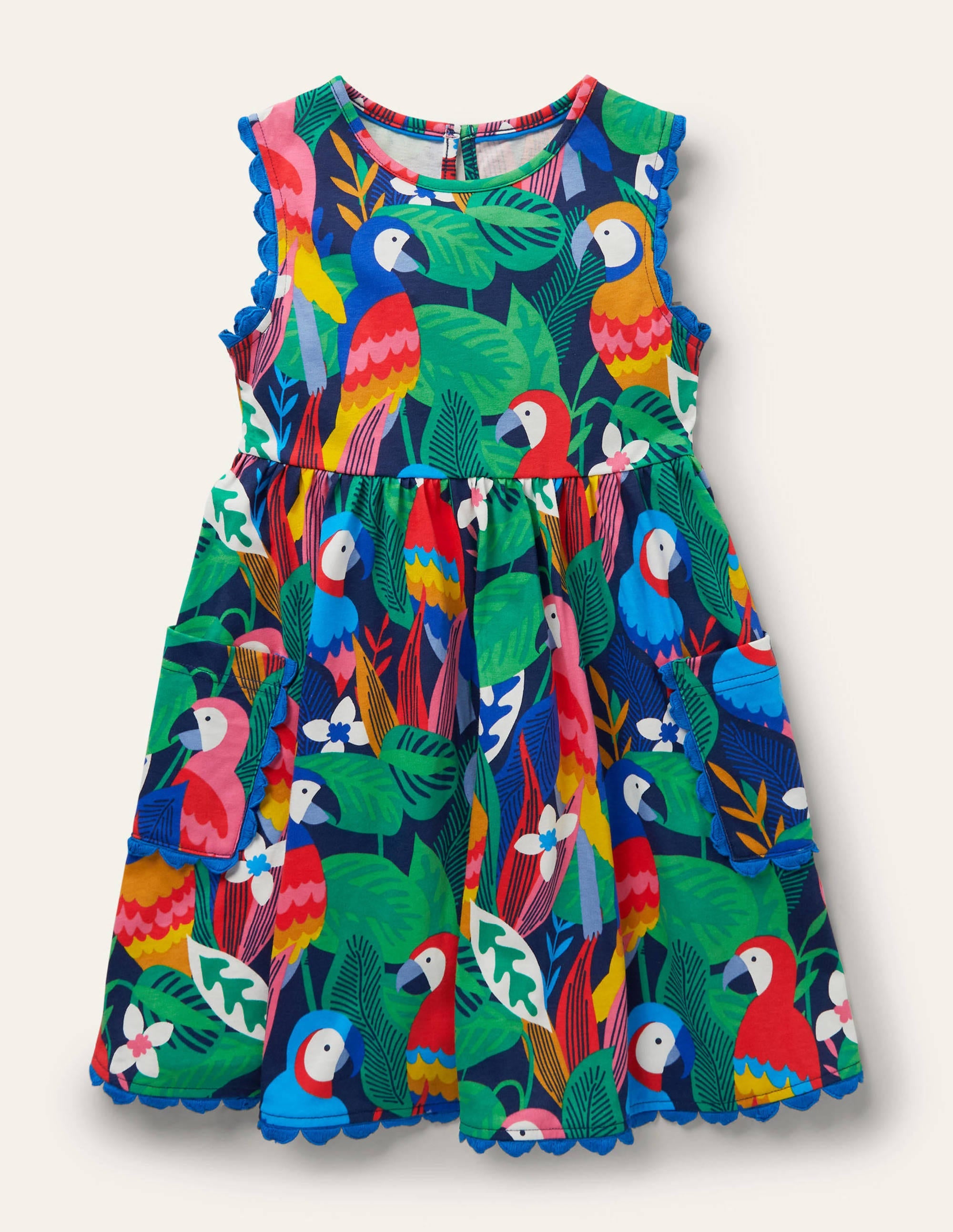 Trim Detail Jersey Dress-Multi Parrots - Image 1
