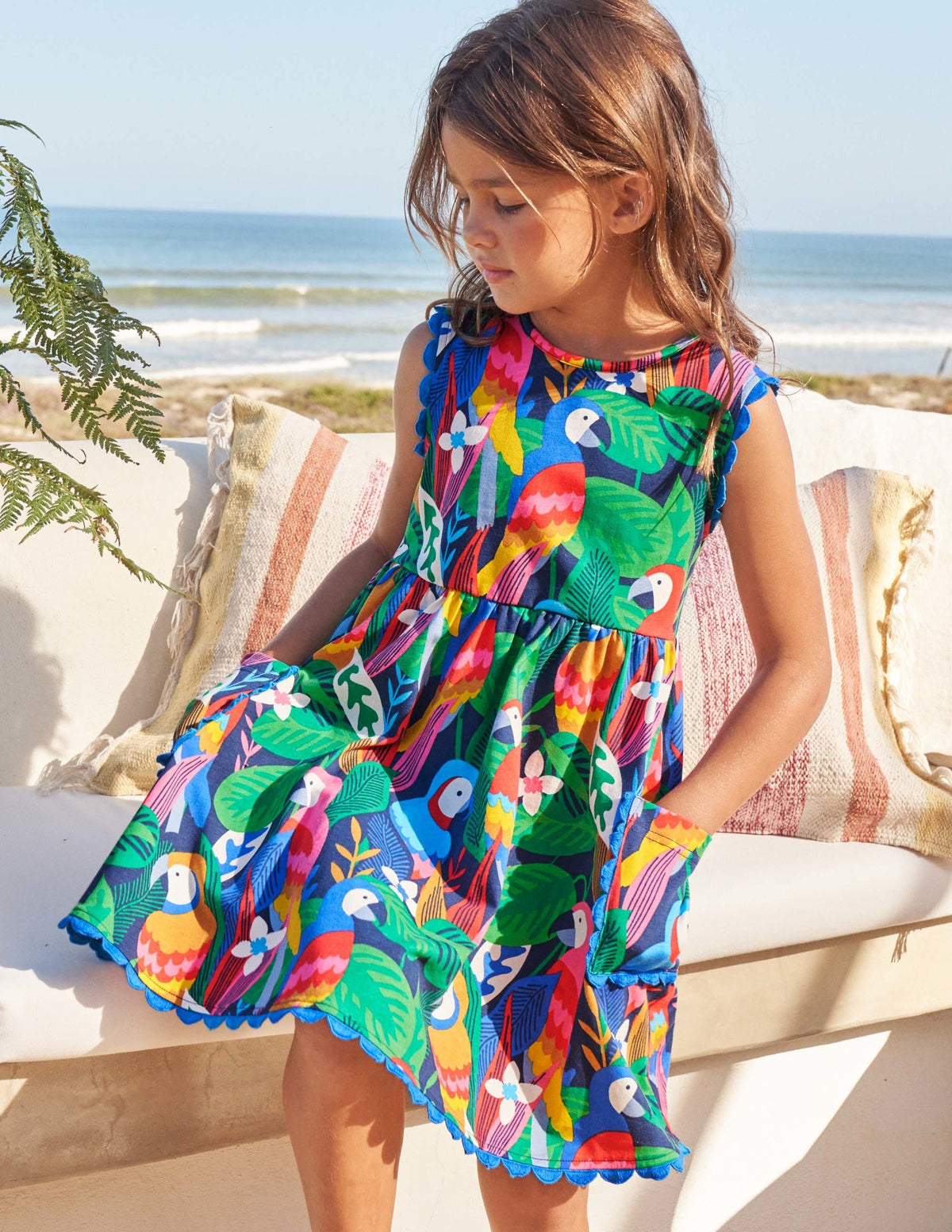 Trim Detail Jersey Dress-Multi Parrots - Image 4