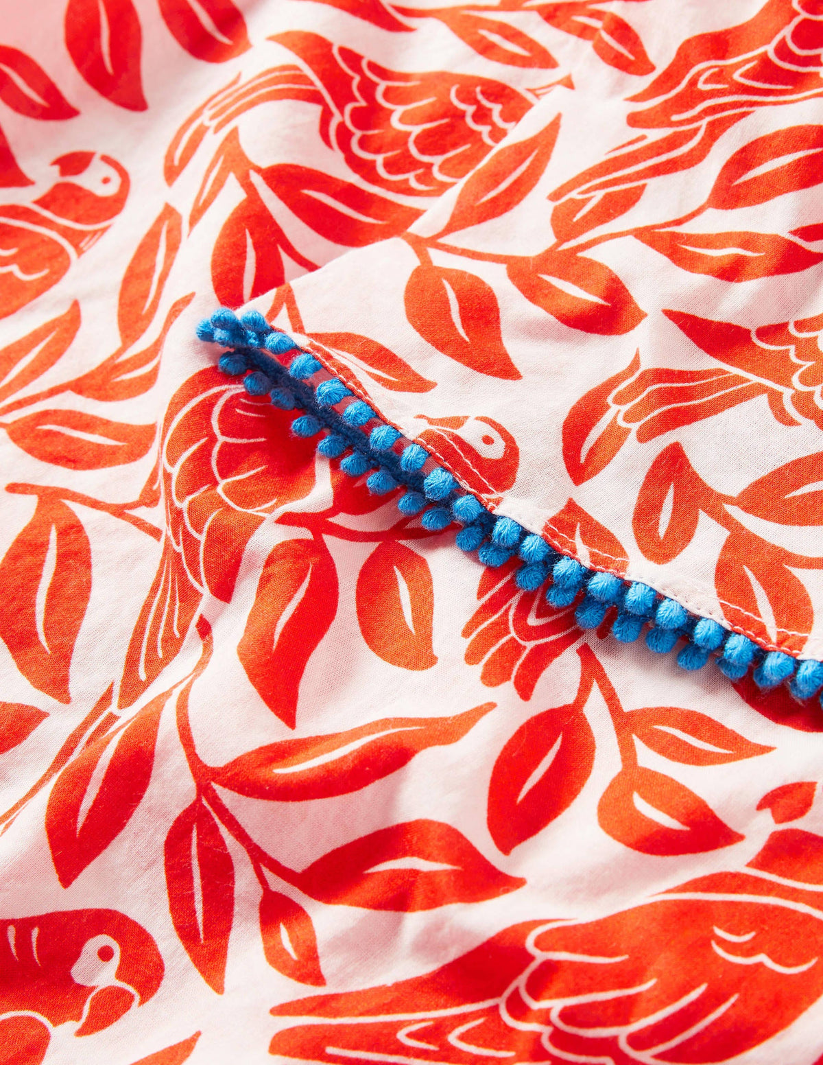 Smocked Printed Kaftan-Watermelon Red Parrot - Image 3