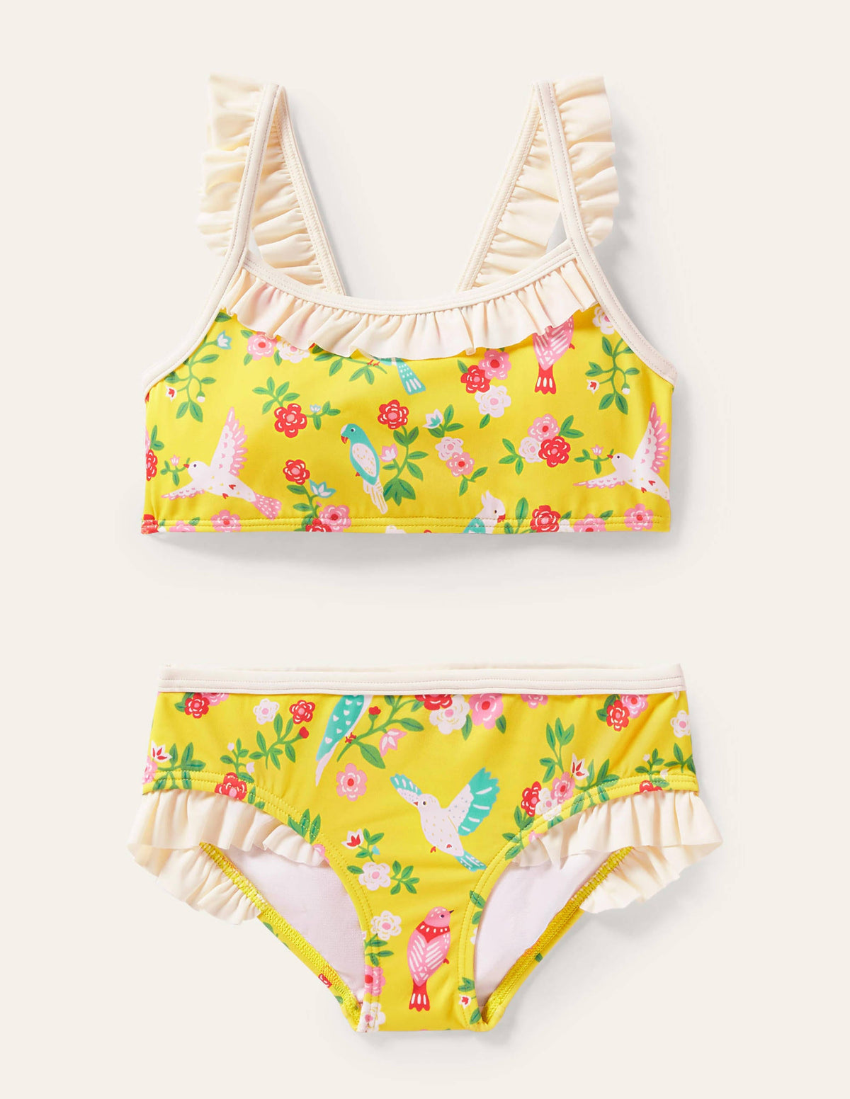 Frilly Strap Bikini Set-Sweetcorn Tropical Garden - Image 1