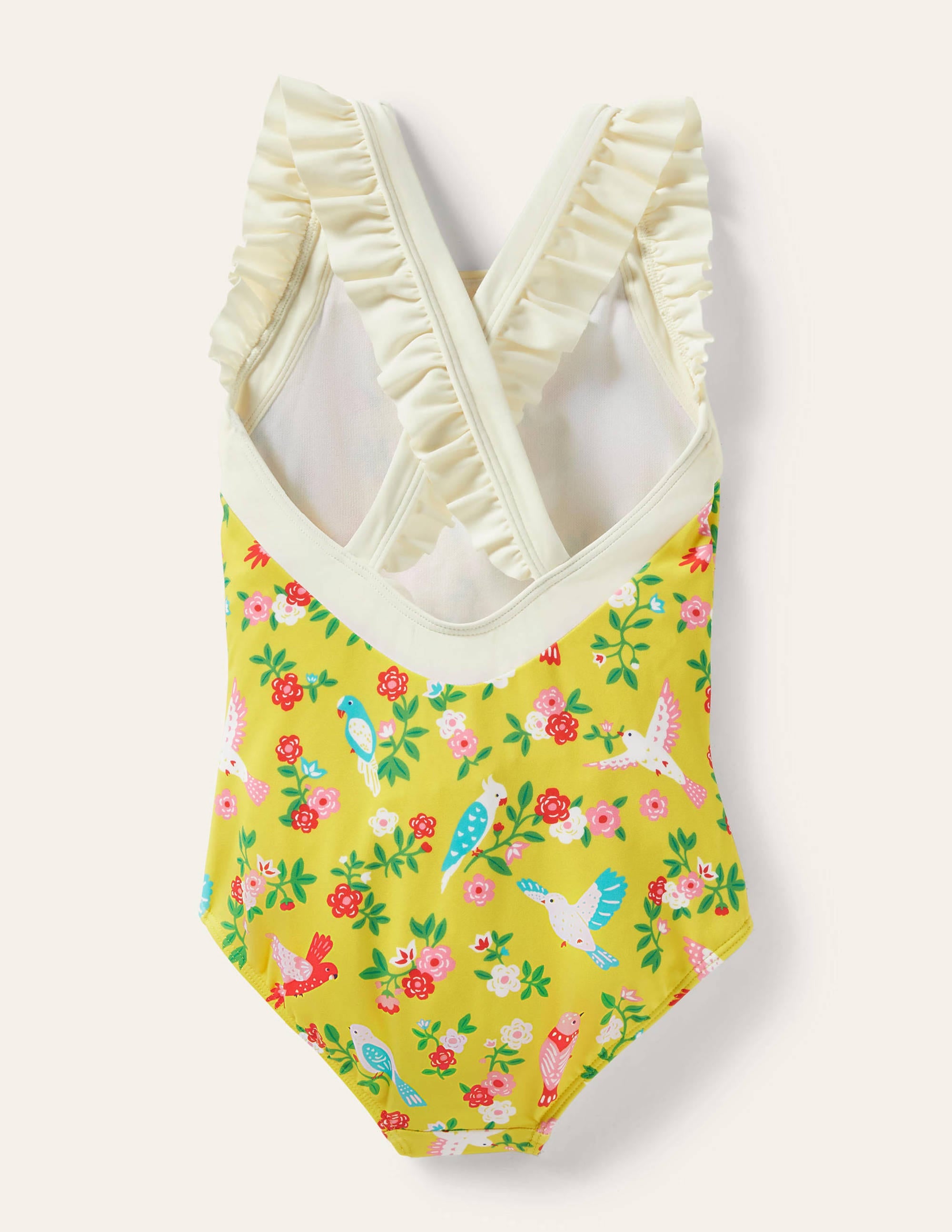 Frilly Cross-back Swimsuit-Sweetcorn Tropical Garden - Image 2