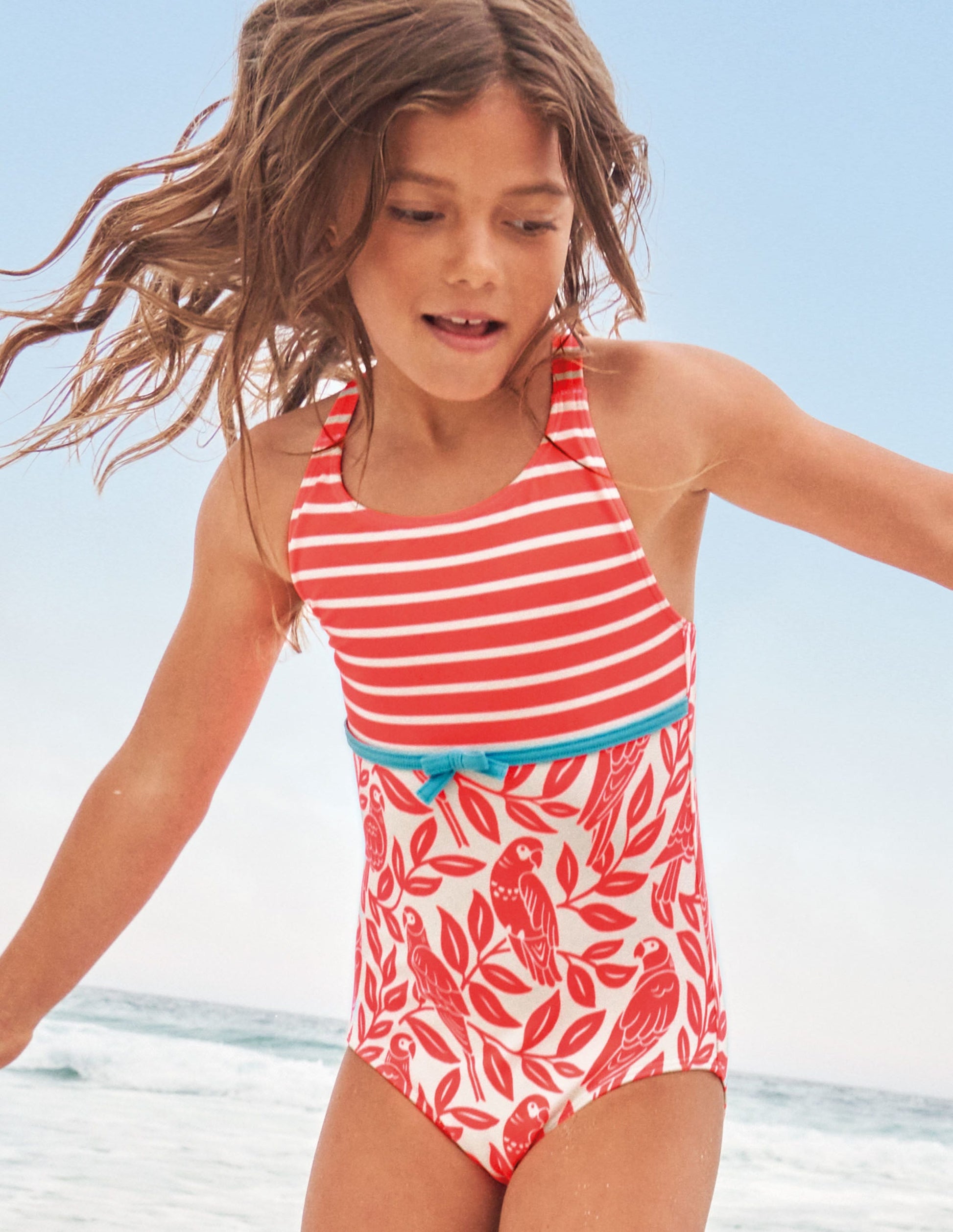 Hotchpotch Cross-back Swimsuit-Watermelon Red Parrot-4