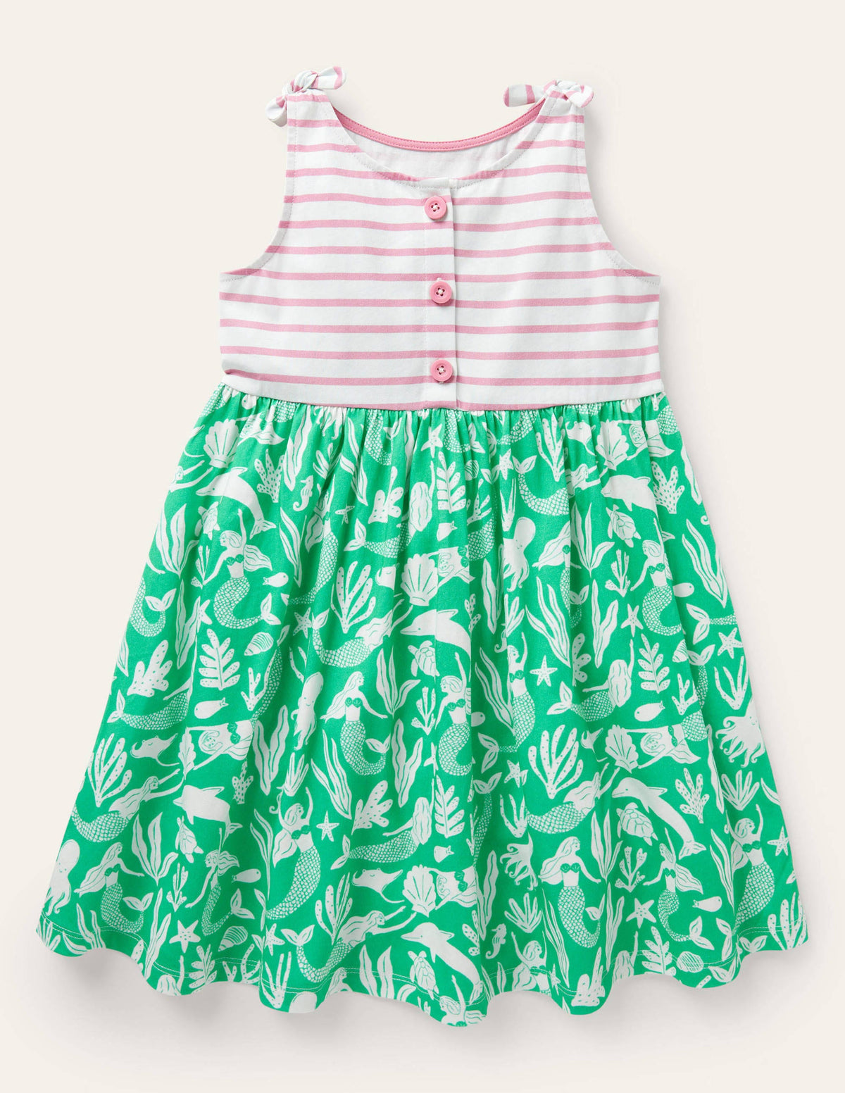 Tie Shoulder Hotchpotch Dress-Tropical Green Mermaid-1