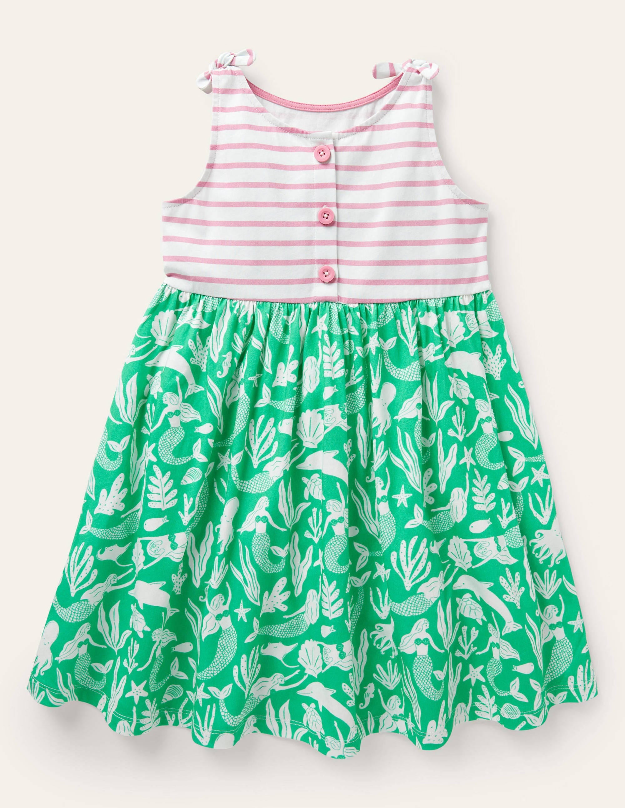 Tie Shoulder Hotchpotch Dress-Tropical Green Mermaid - Image 1