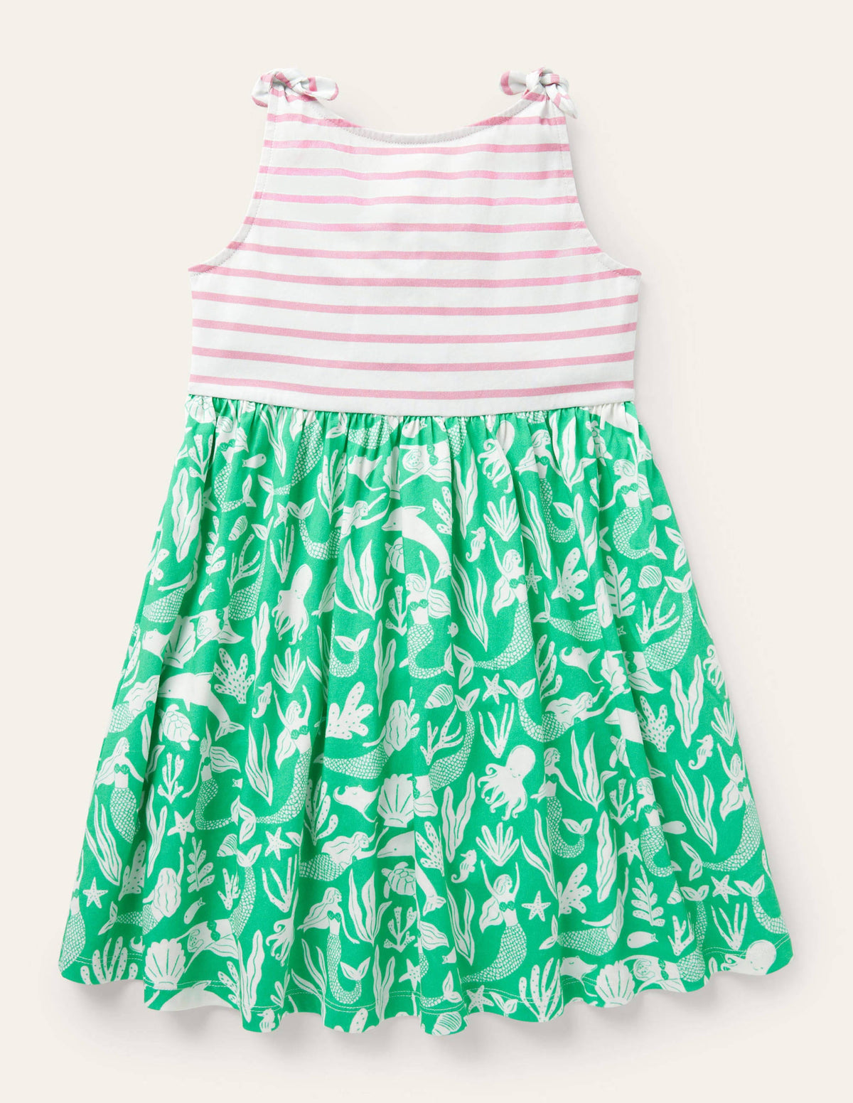 Tie Shoulder Hotchpotch Dress-Tropical Green Mermaid-2