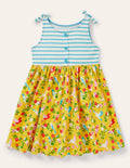 Tie Shoulder Hotchpotch Dress-Sweetcorn/Turquoise Tropical