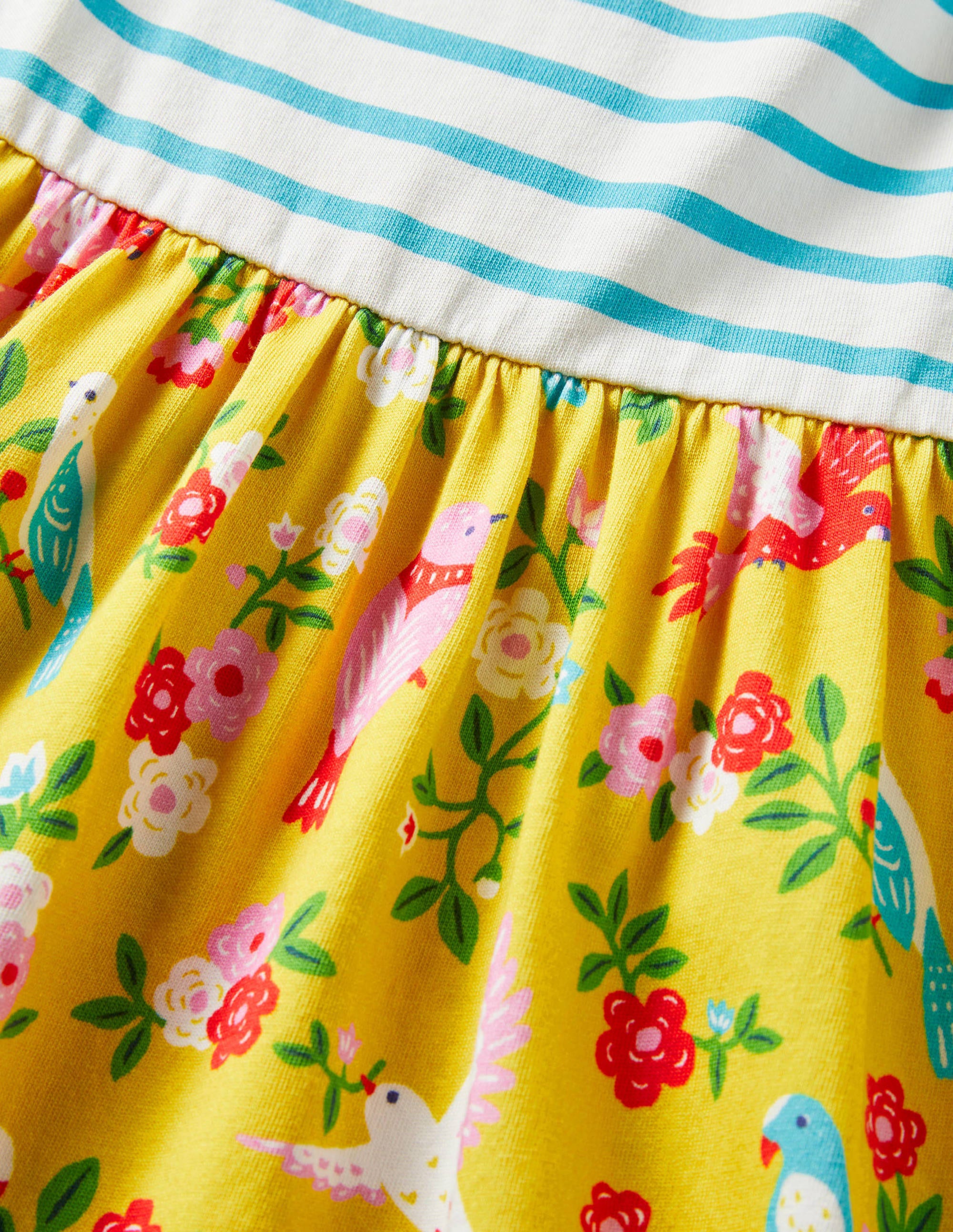 Tie Shoulder Hotchpotch Dress-Sweetcorn/Turquoise Tropical - Image 3