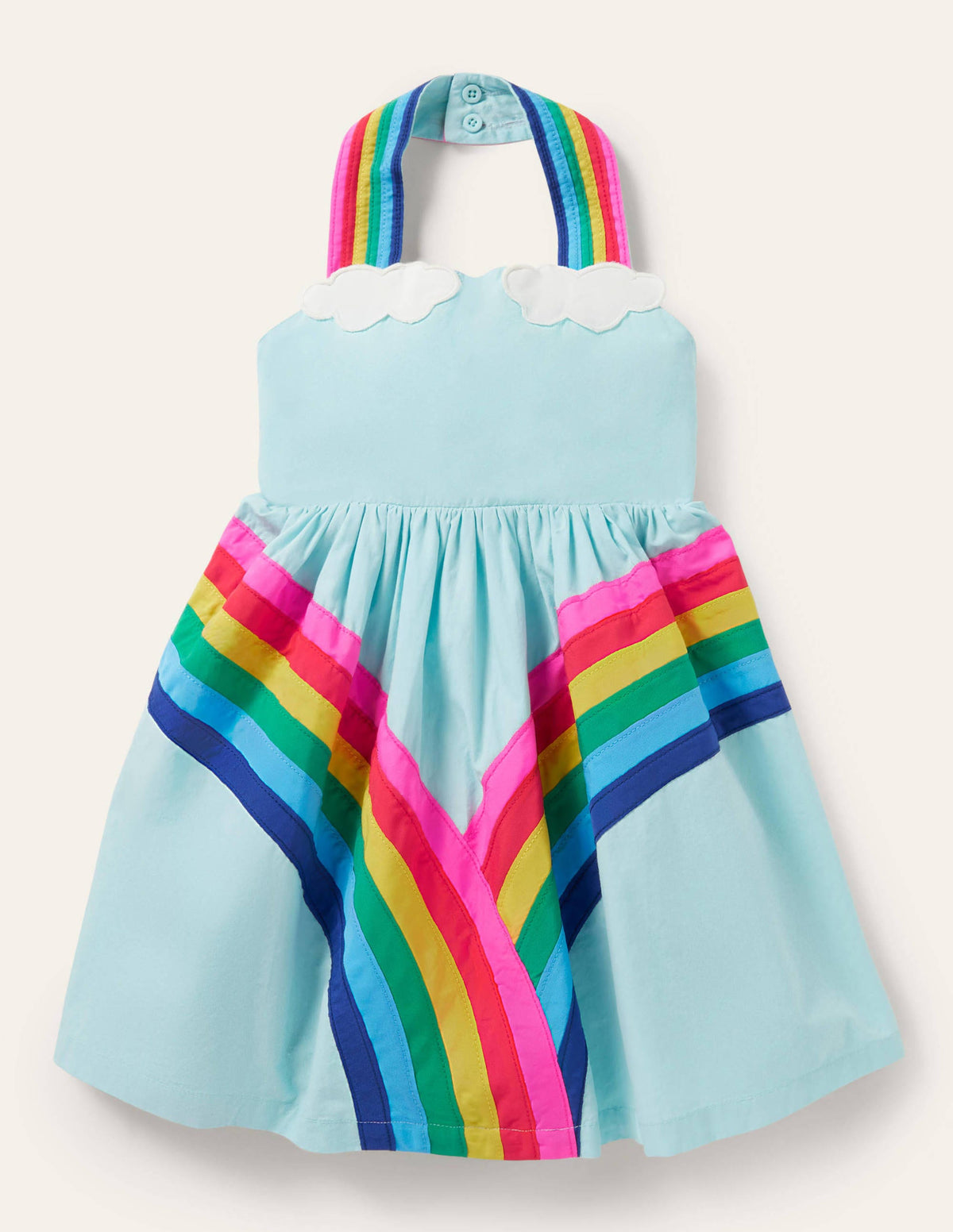 Rainbow Halter Neck Dress-Georgian Blue Rainbow - Image 1