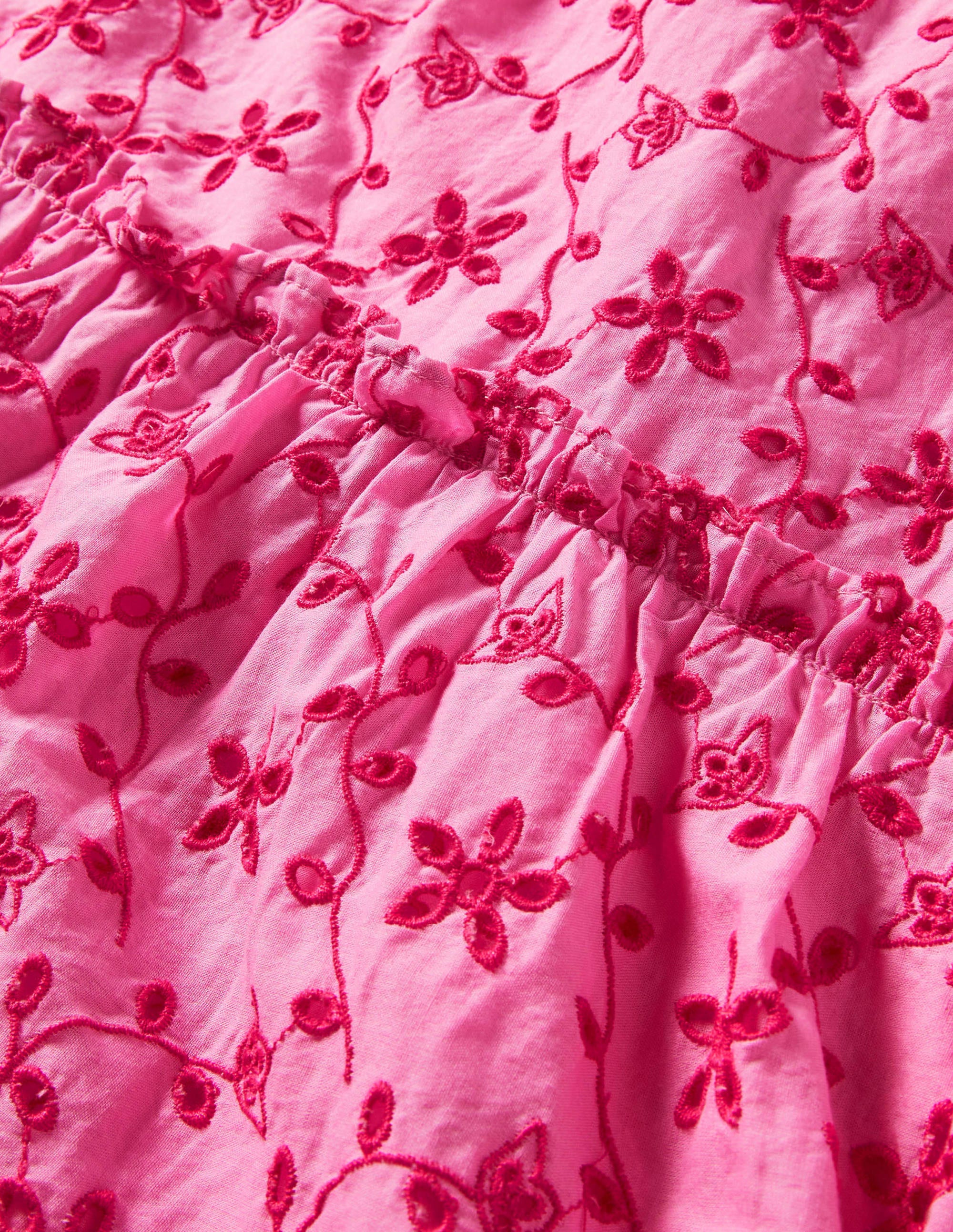 Tiered Midi Dress-Bright Petal Pink Broderie - Image 3