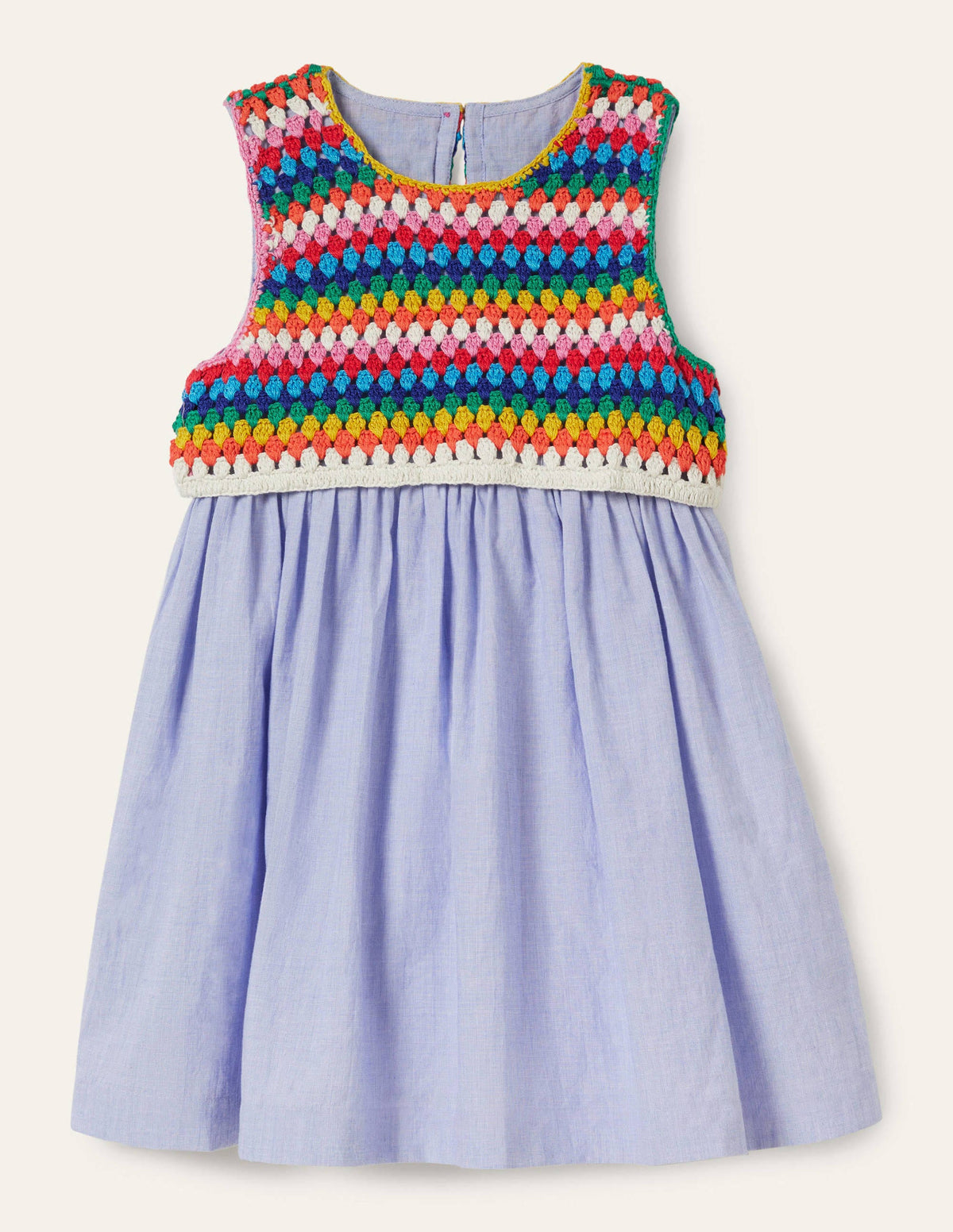 Crochet Detail Dress-Chambray - Image 1