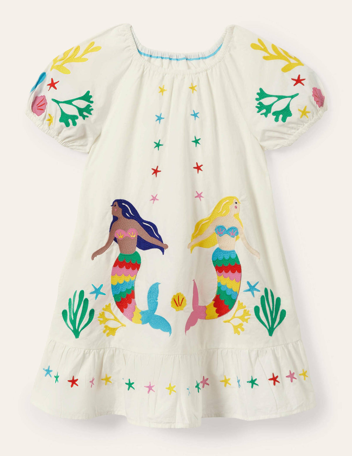 Ivory Mermaid Embroidered Dress-Ivory Mermaids - Image 1