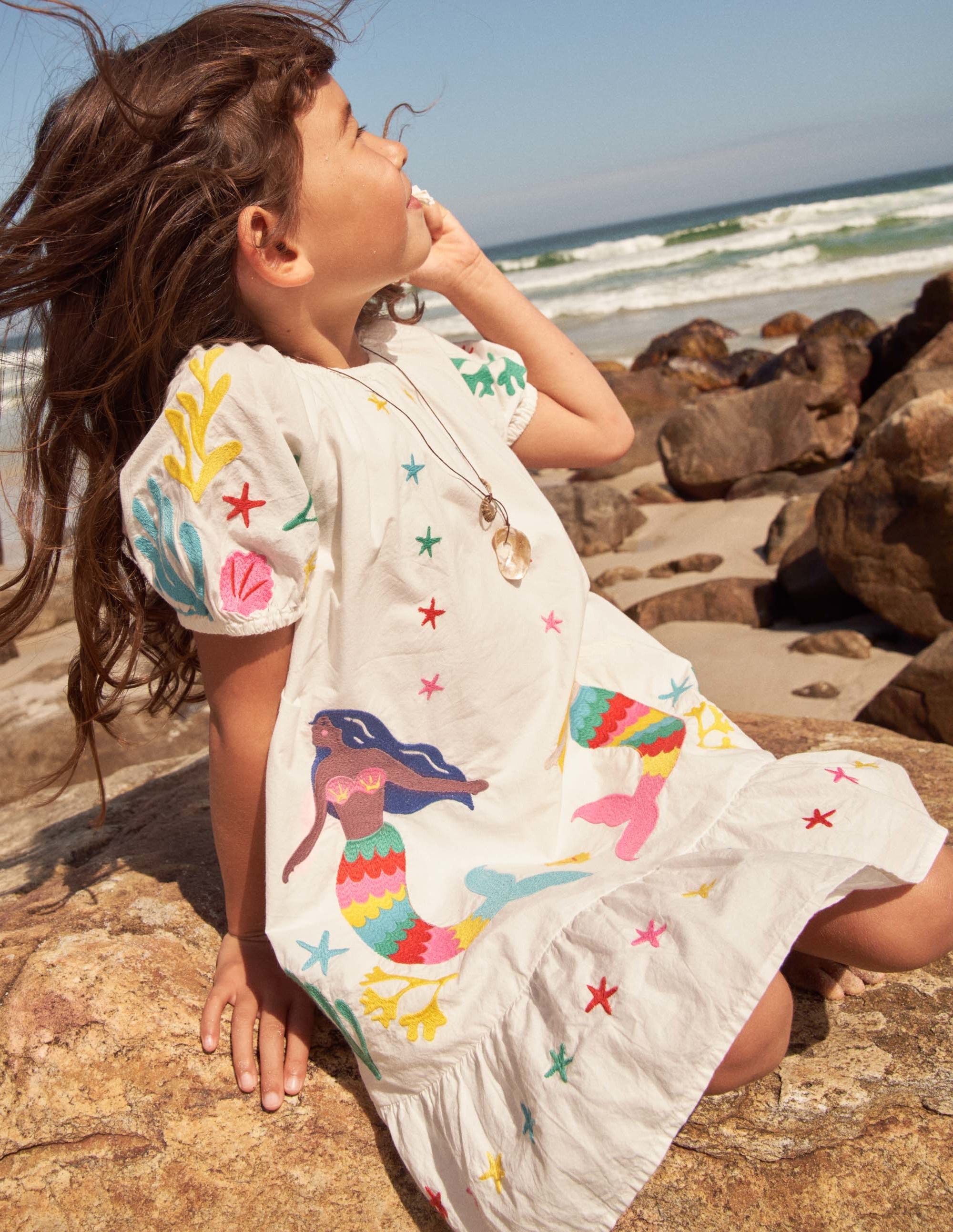 Ivory Mermaid Embroidered Dress-Ivory Mermaids - Image 5