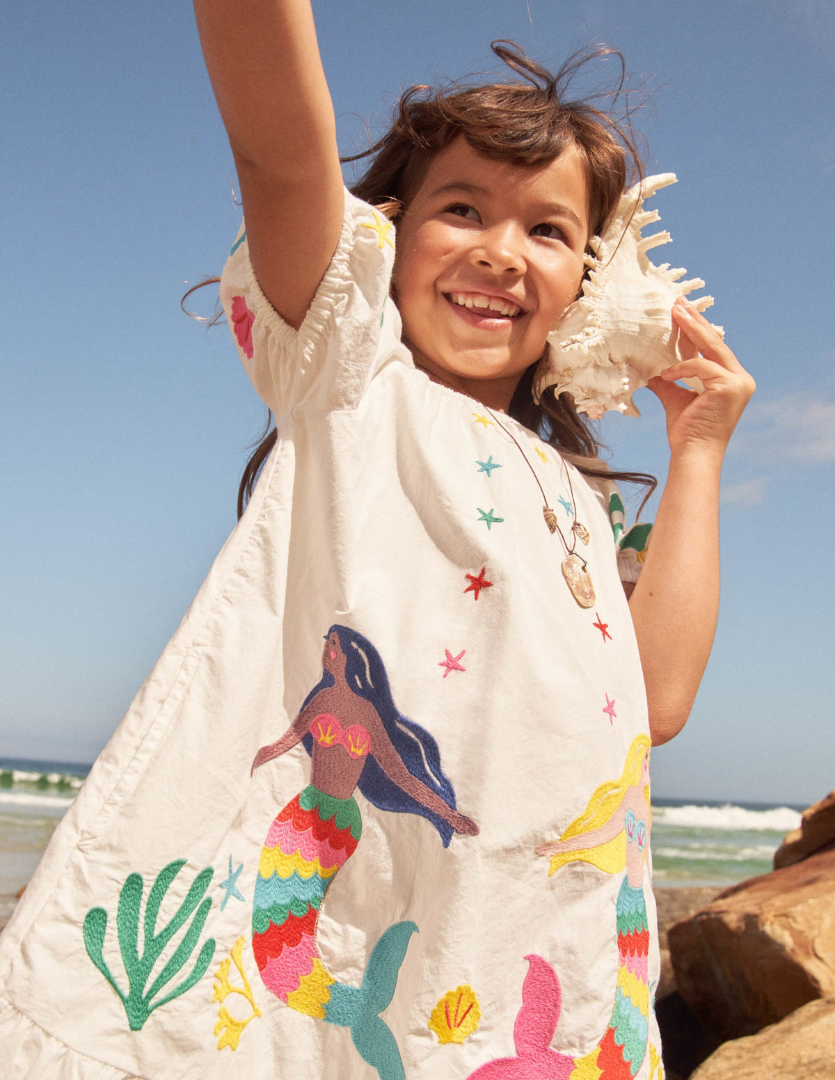 Ivory Mermaid Embroidered Dress-Ivory Mermaids - Image 6
