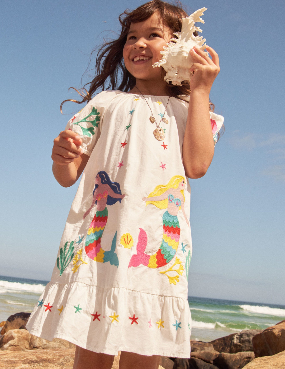 Ivory Mermaid Embroidered Dress-Ivory Mermaids - Image 7
