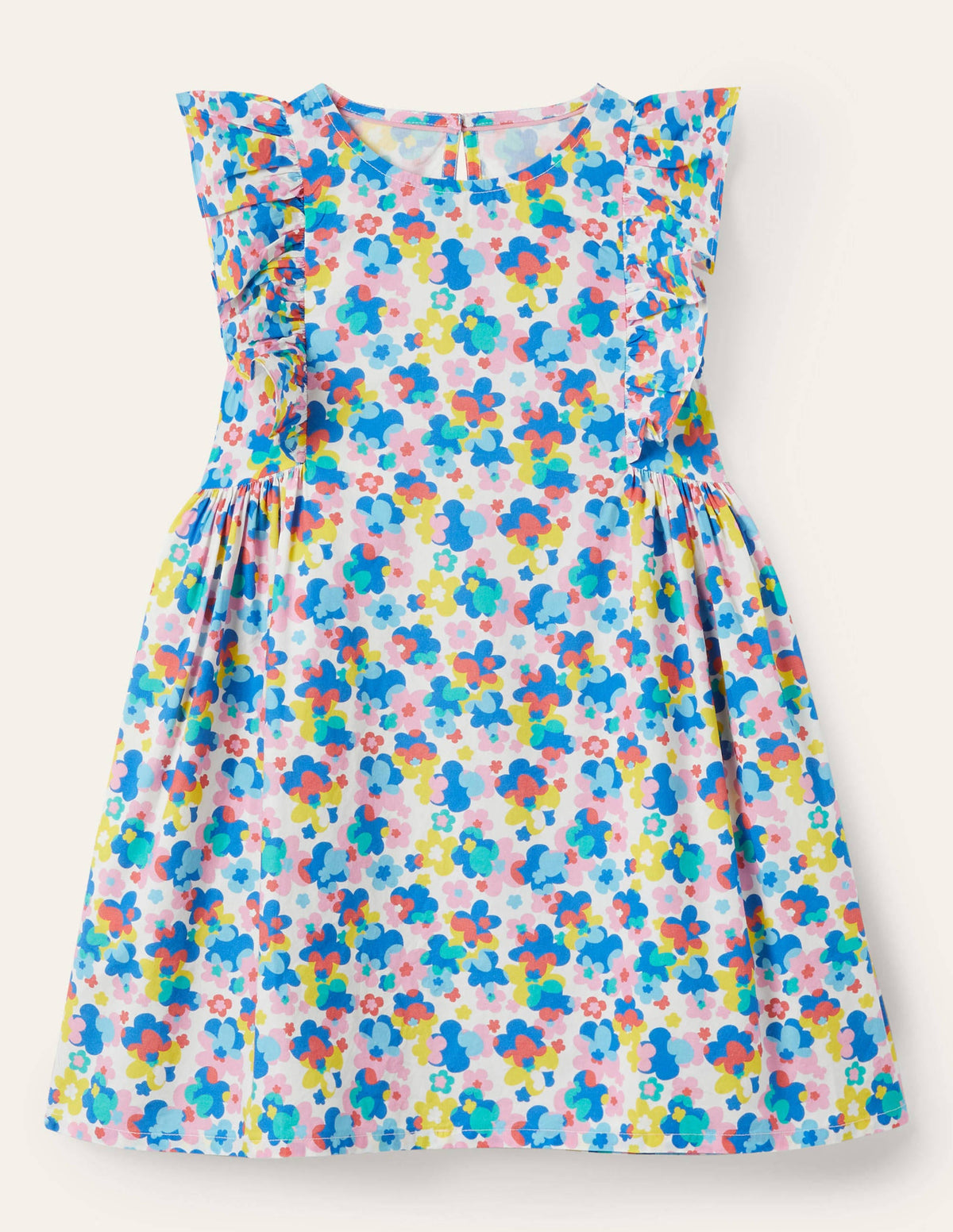 Frill Sleeve Floral Print Dress-Multi Happy Ditsy Floral-1