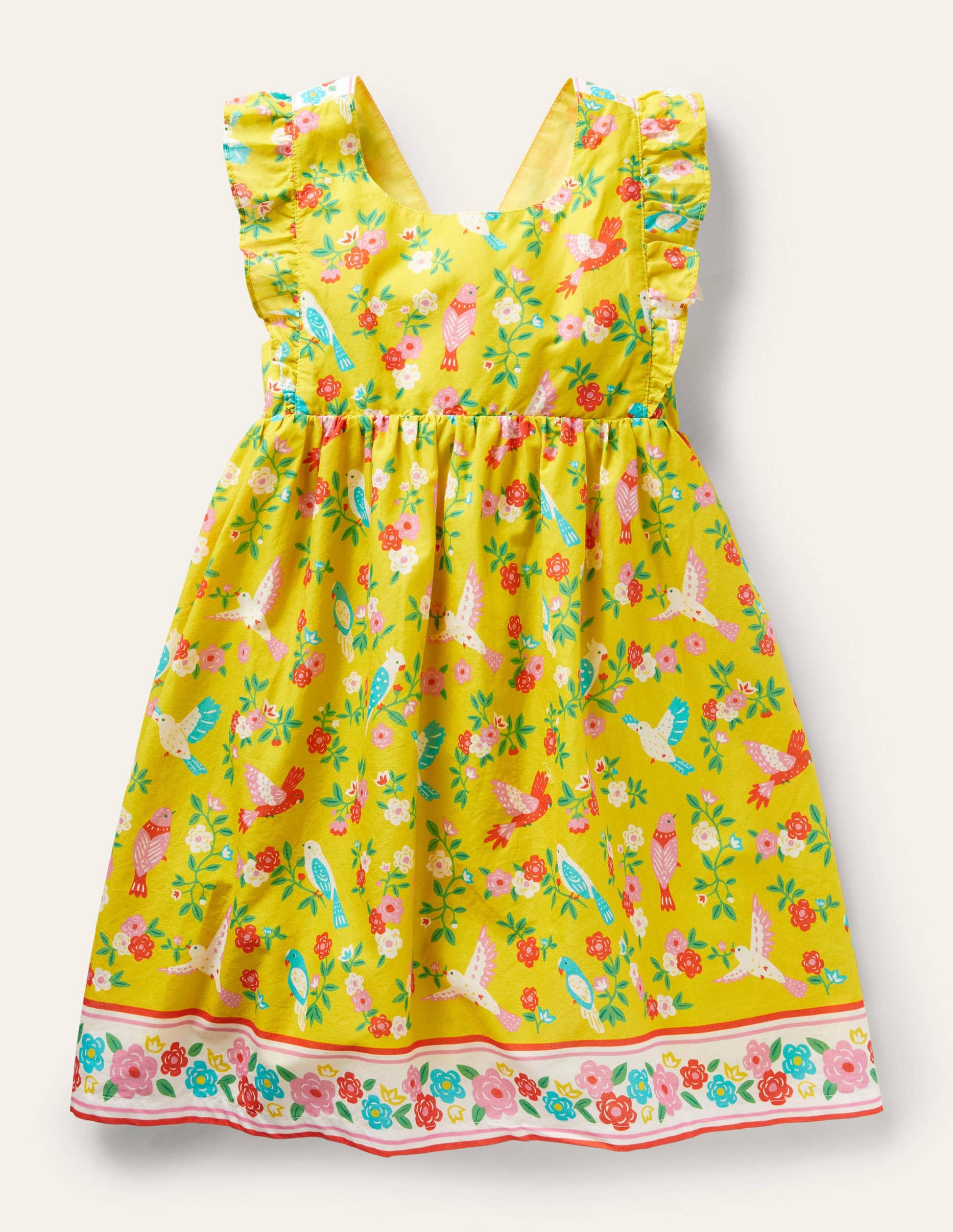 Bow Back Dress-Sweetcorn Yellow Tropical-1