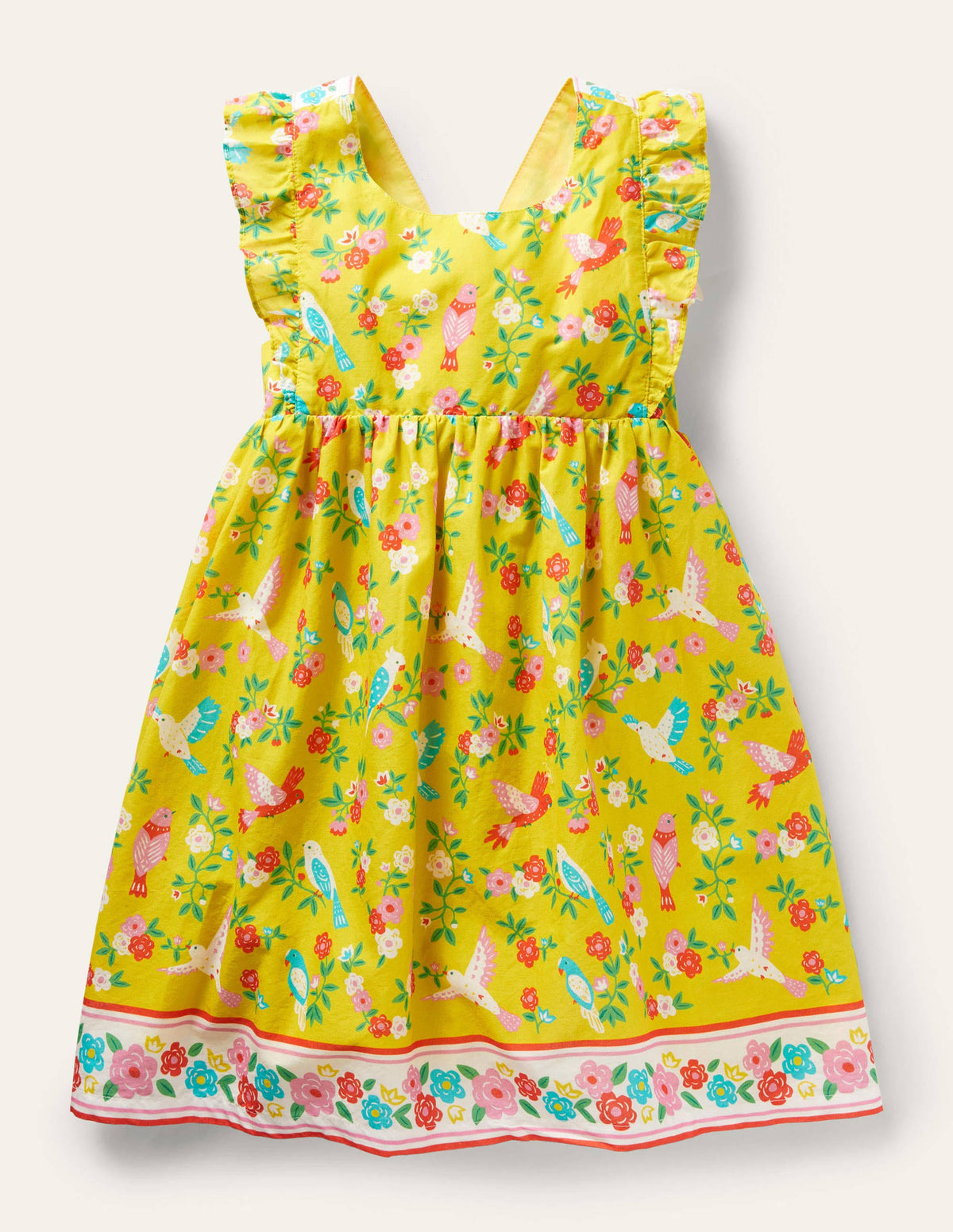 Bow Back Dress-Sweetcorn Yellow Tropical - Image 1