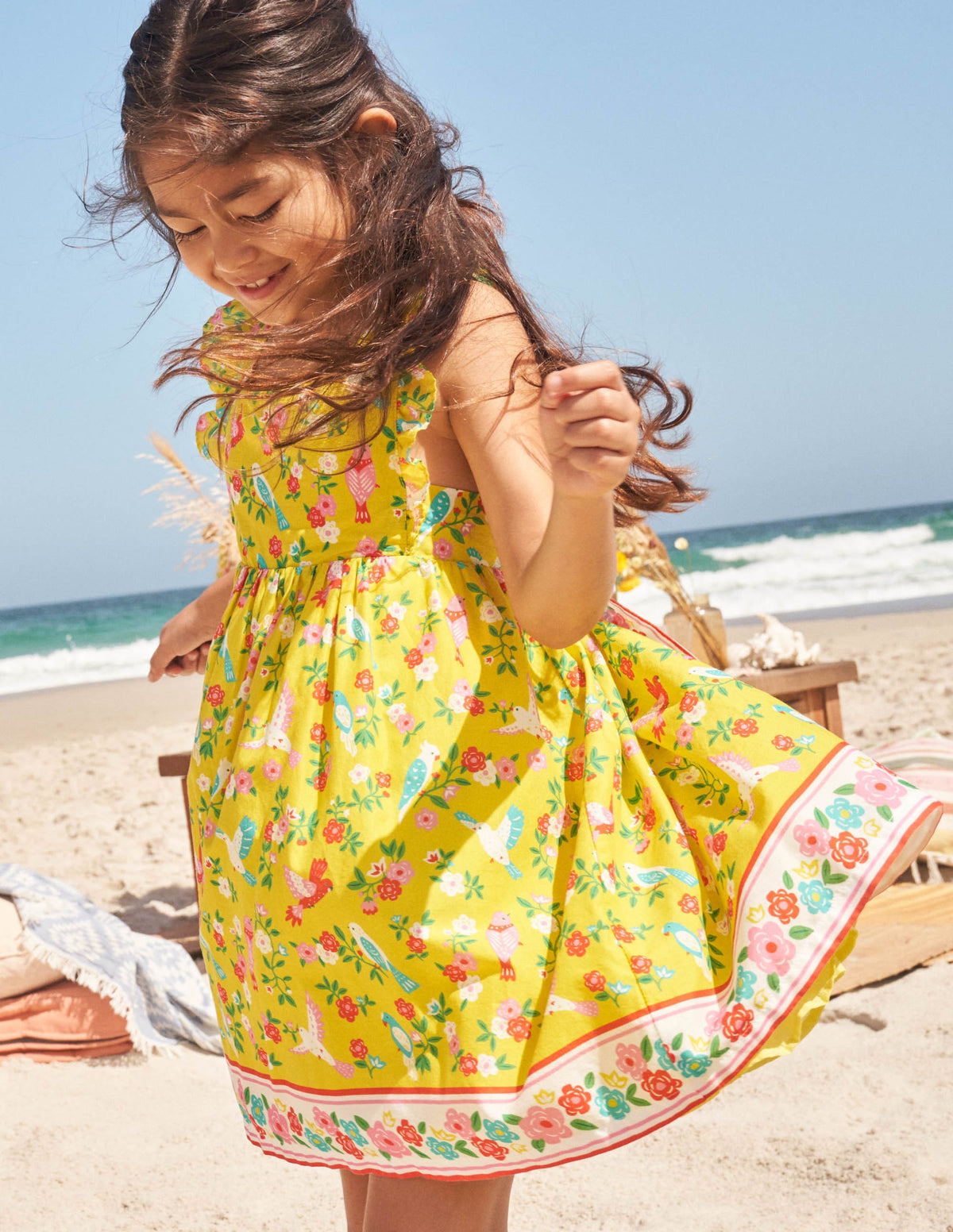 Bow Back Dress-Sweetcorn Yellow Tropical - Image 4