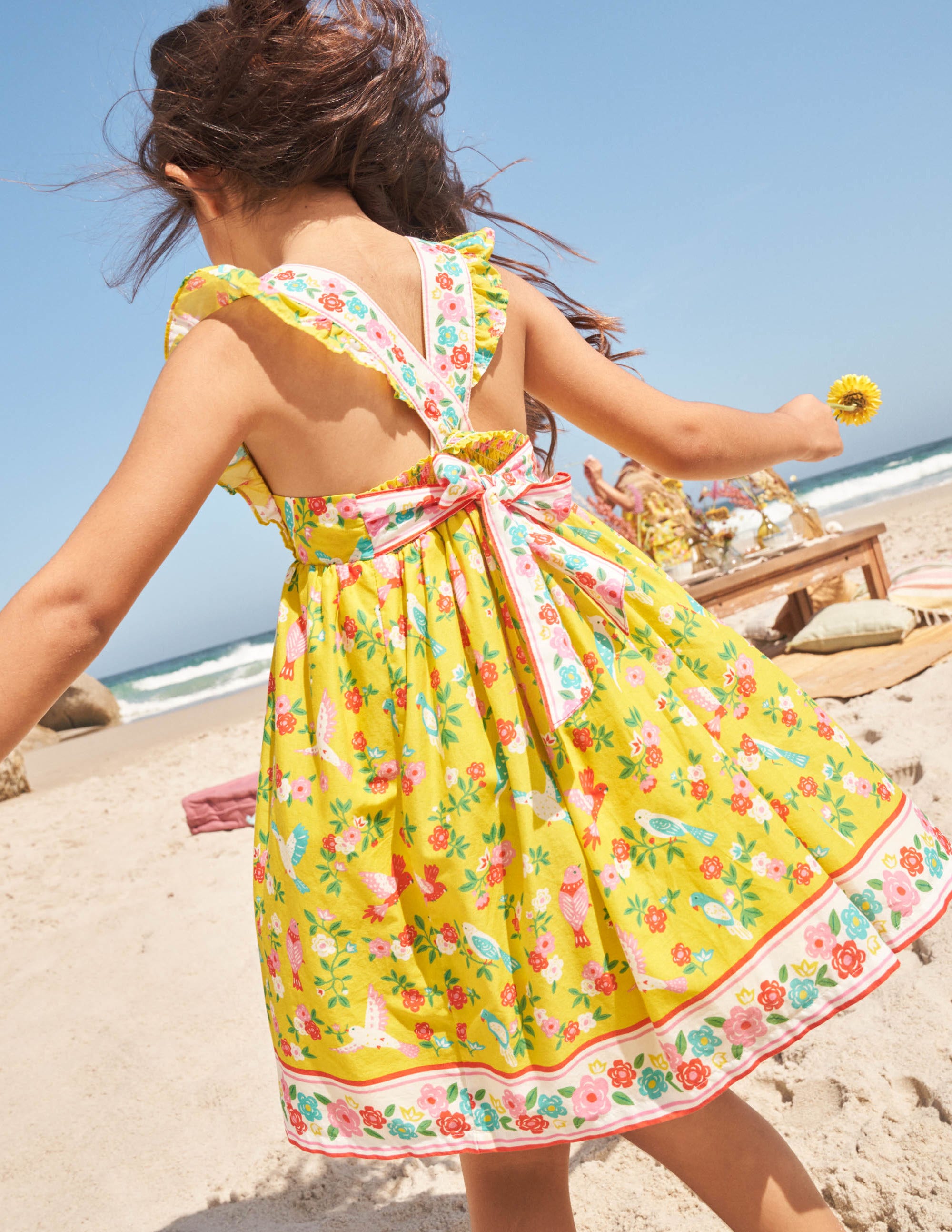 Bow Back Dress-Sweetcorn Yellow Tropical - Image 5