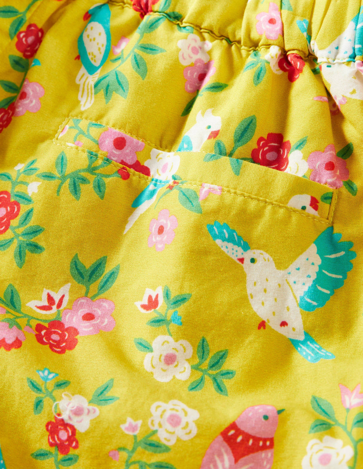 Frill Hem Printed Shorts-Sweetcorn Yellow Tropical - Image 3