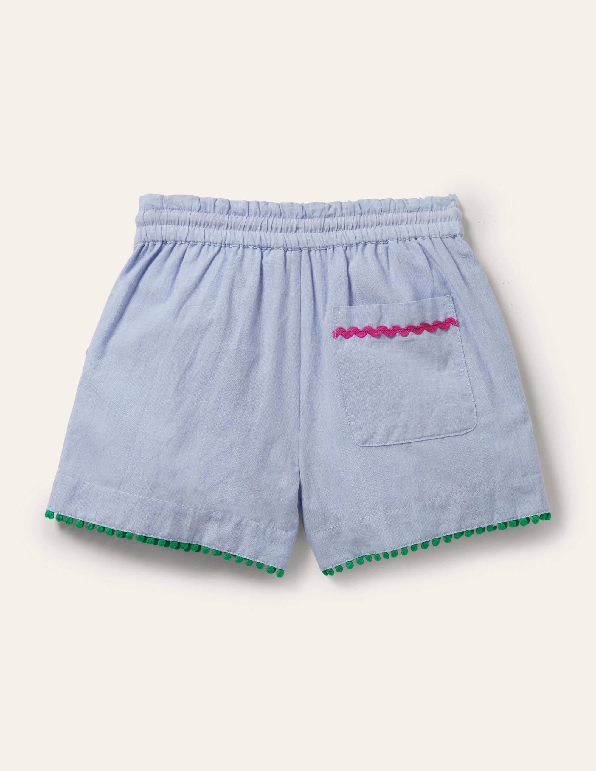 Tassel Trim Shorts-Chambray - Image 2